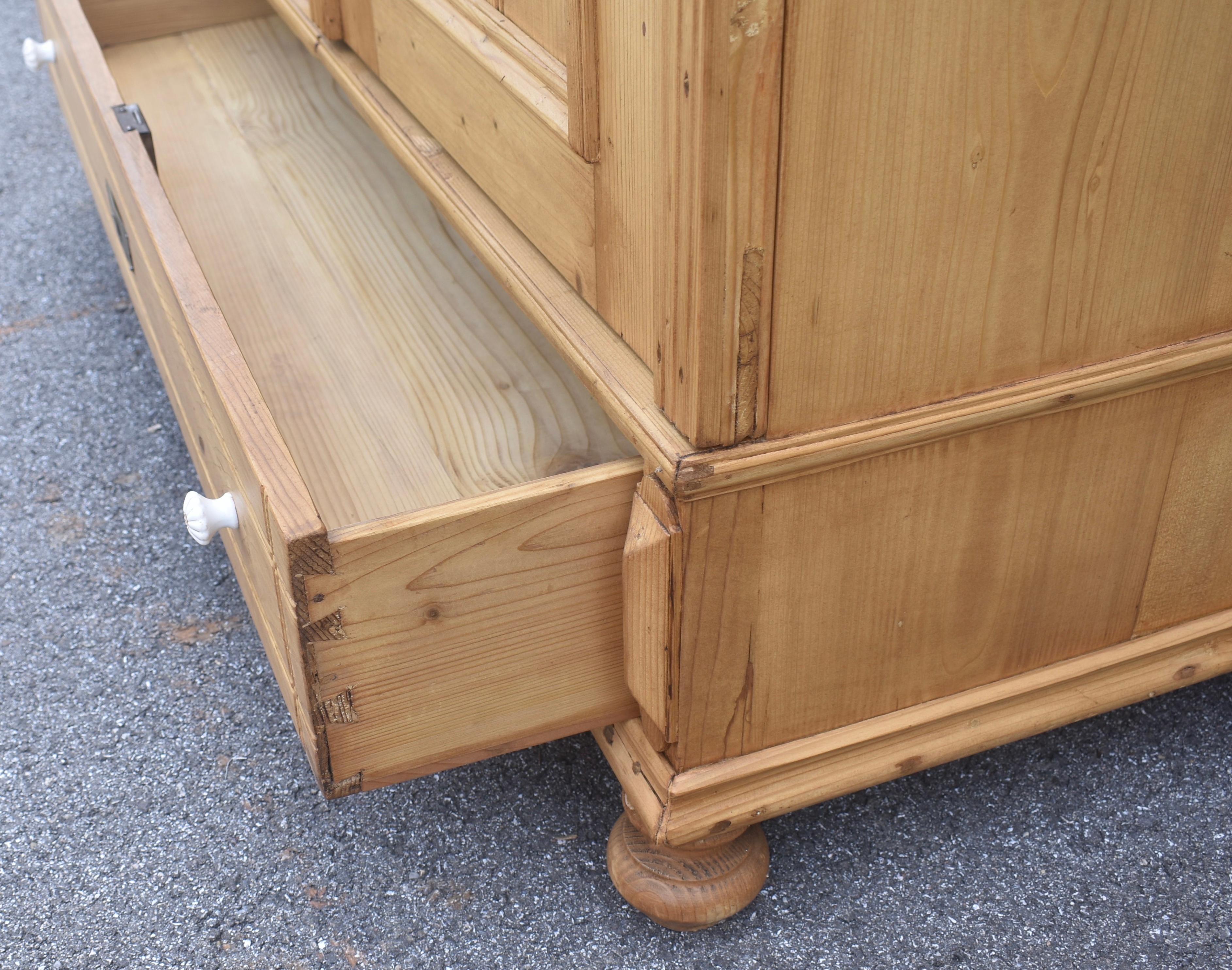Pine Two Door Six Panel Armoire For Sale 8