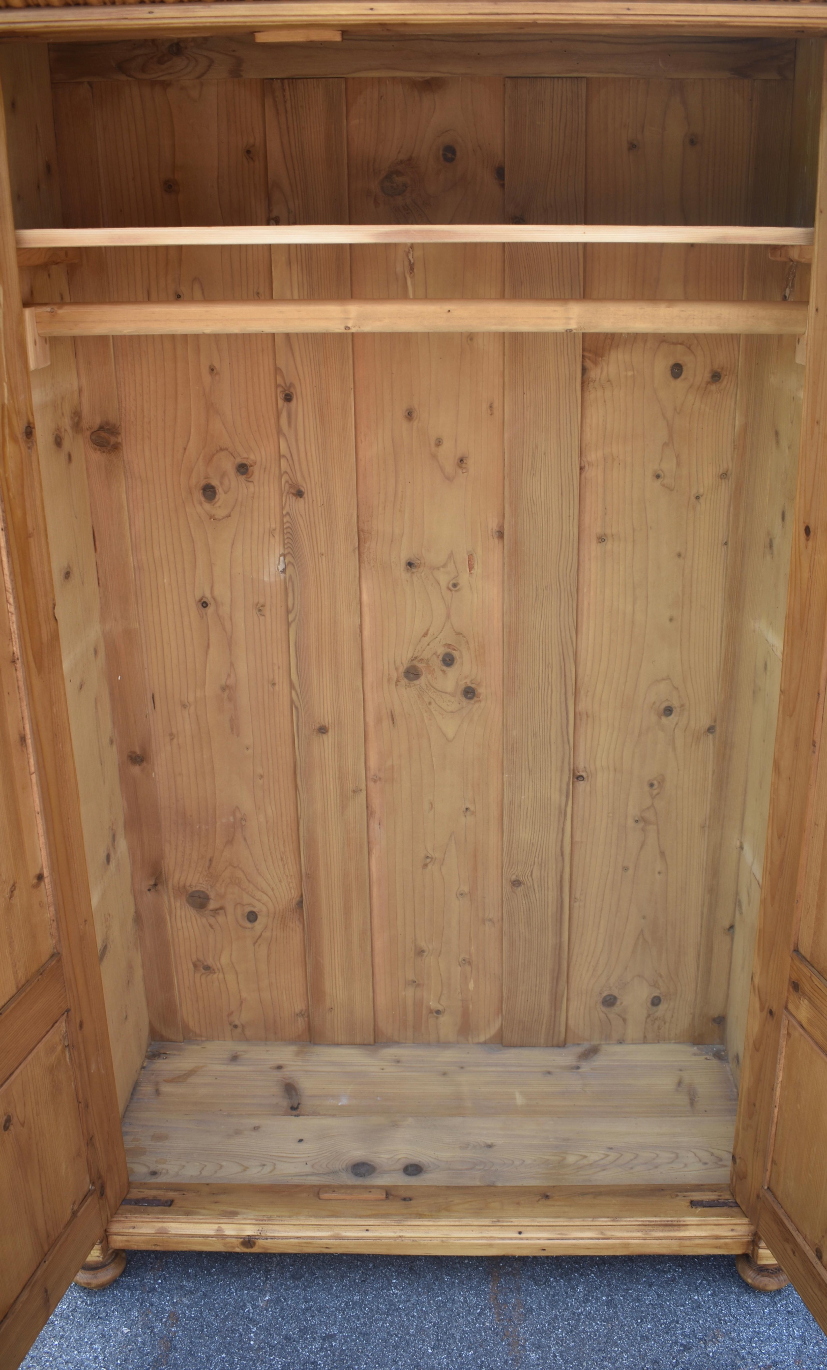Pine Two Door Six Panel Armoire For Sale 8