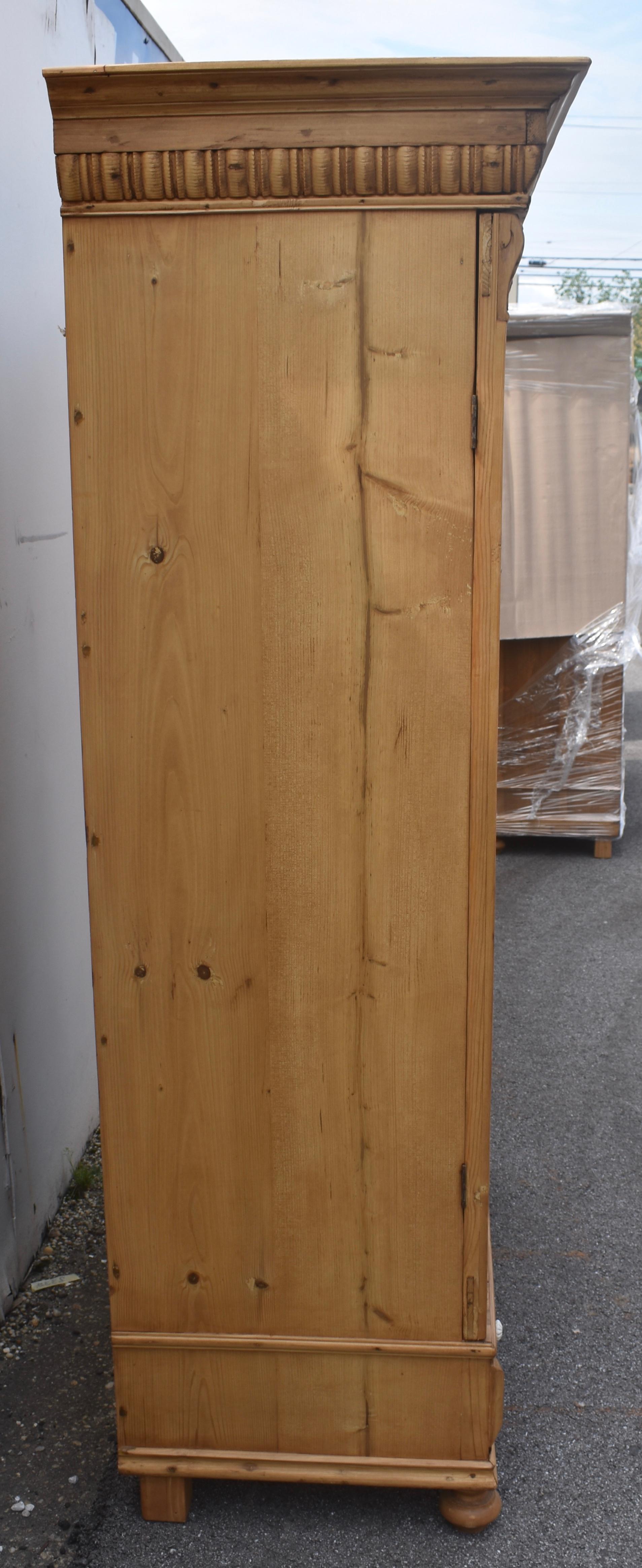 Country Pine Two Door Six Panel Armoire For Sale