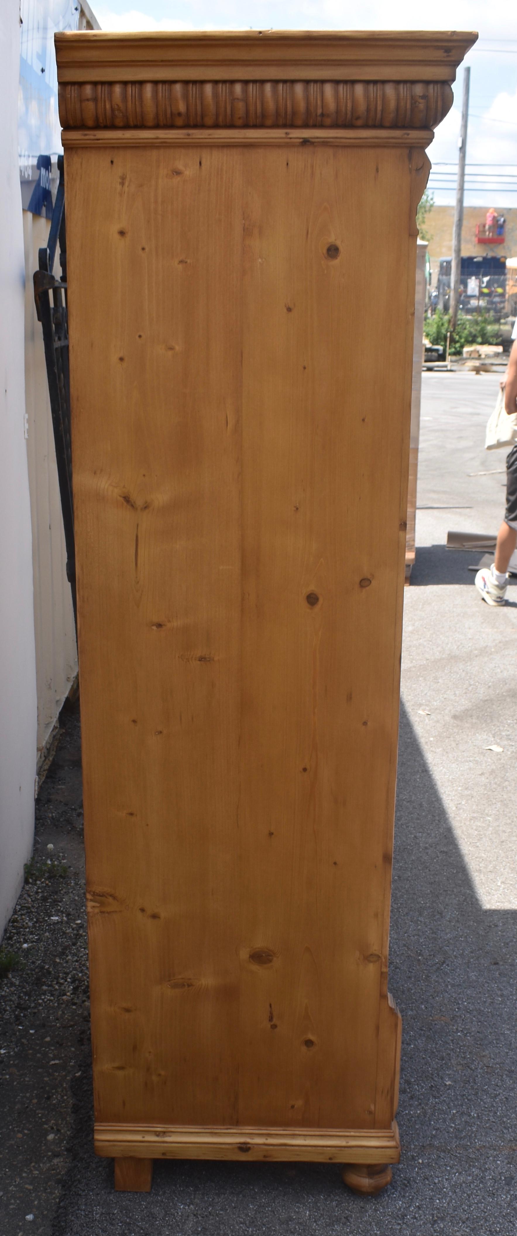 Country Pine Two Door Six Panel Armoire For Sale