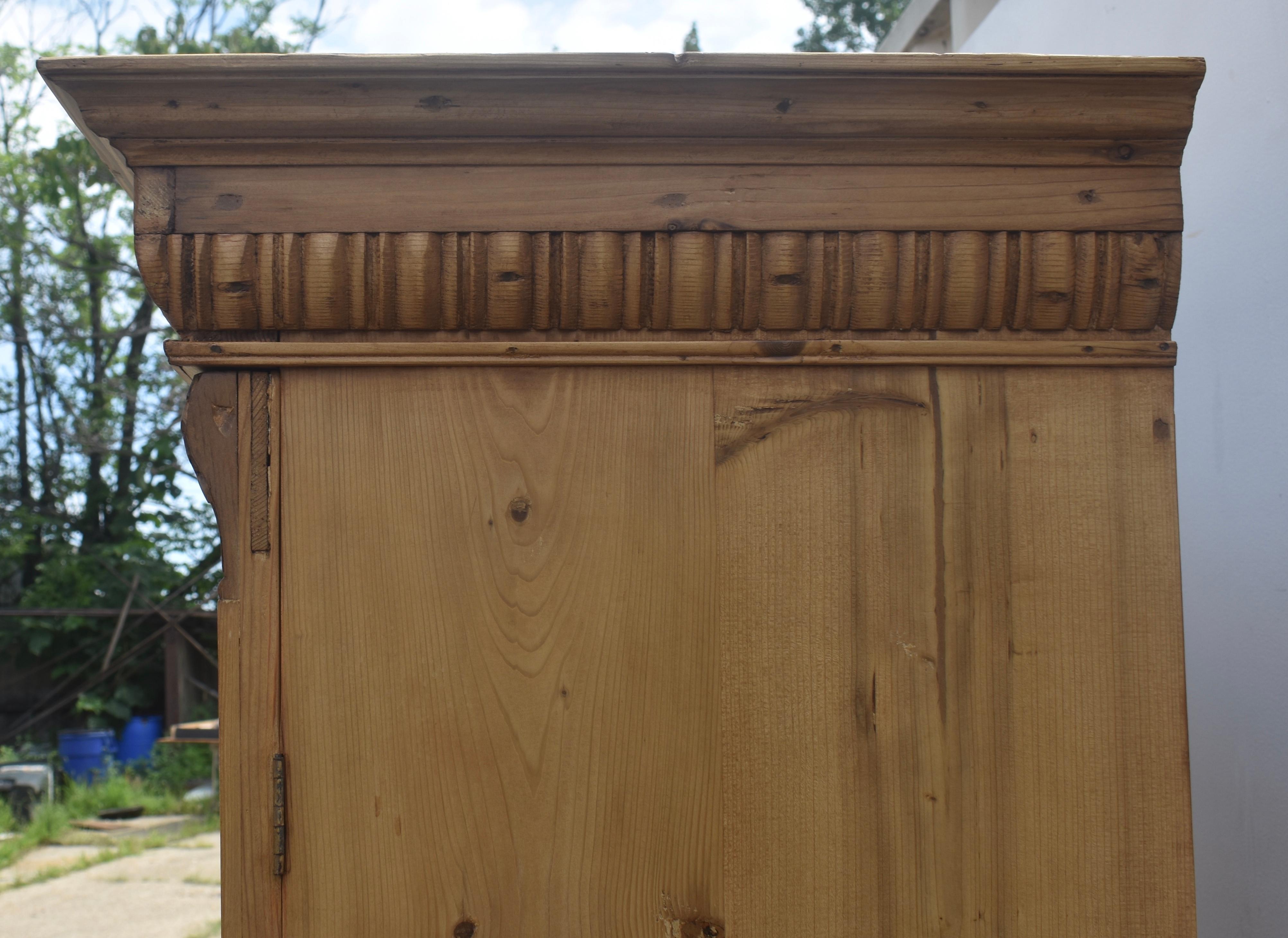 Pine Two Door Six Panel Armoire In Good Condition For Sale In Baltimore, MD