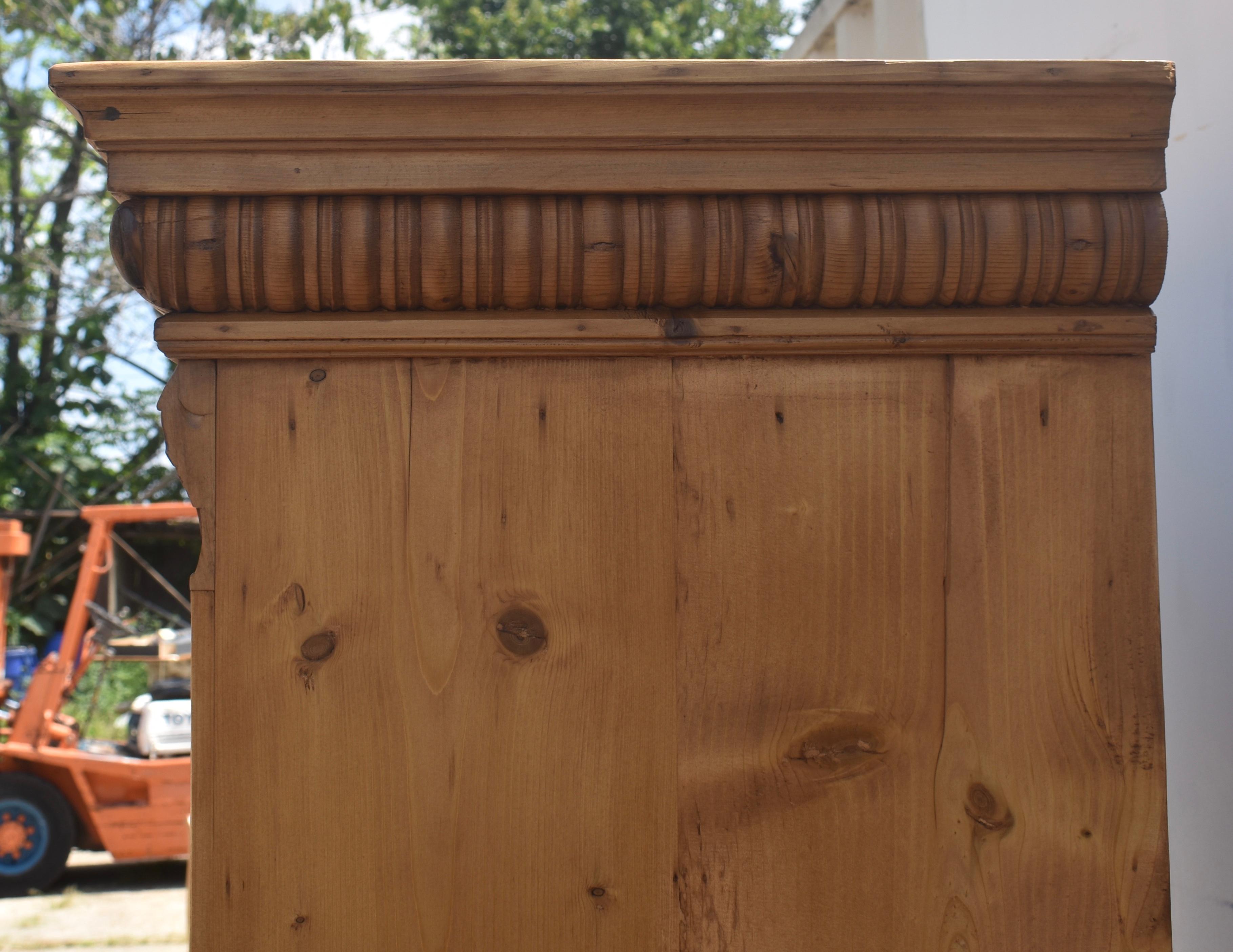 Pine Two Door Six Panel Armoire In Good Condition For Sale In Baltimore, MD