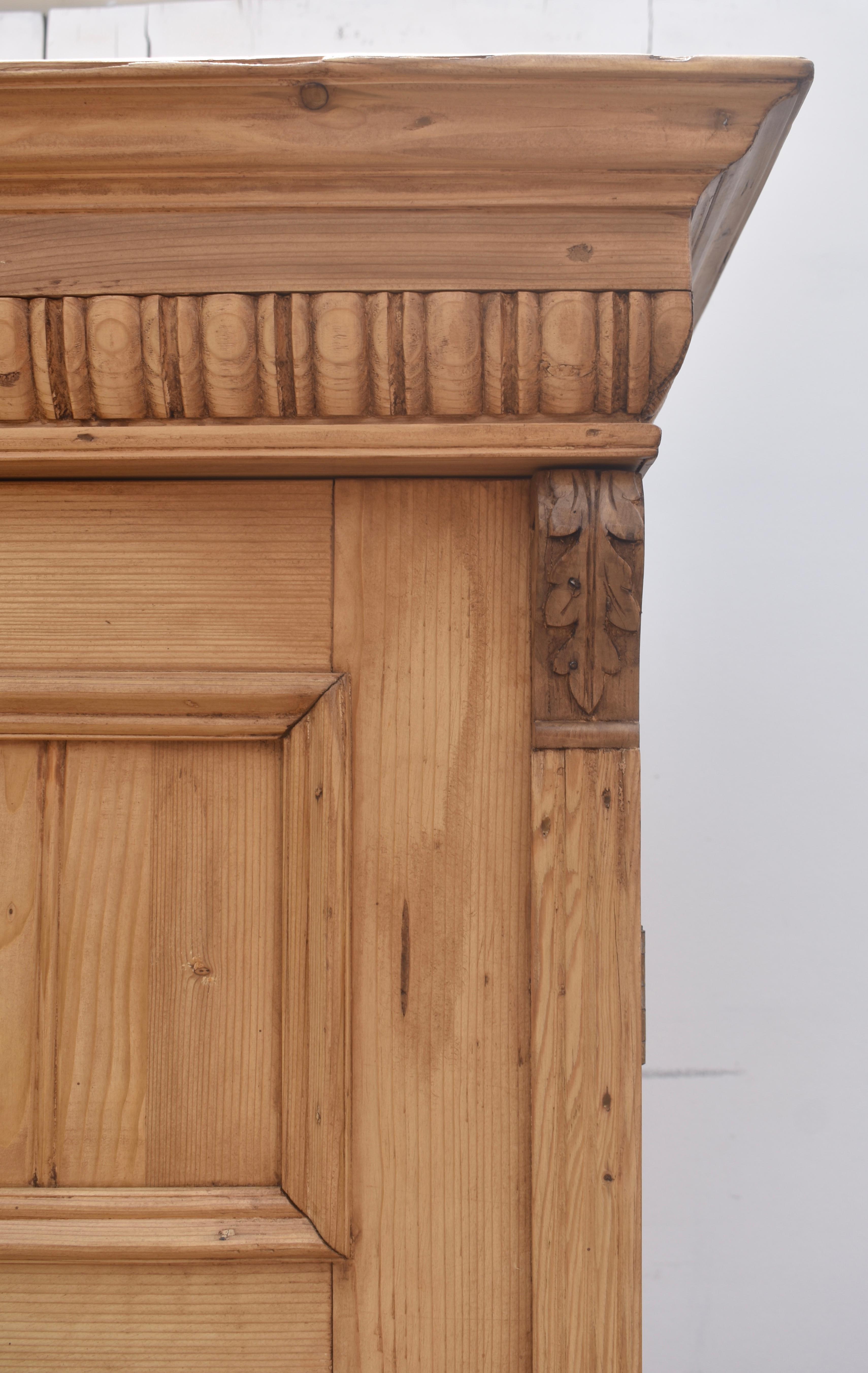 19th Century Pine Two Door Six Panel Armoire For Sale
