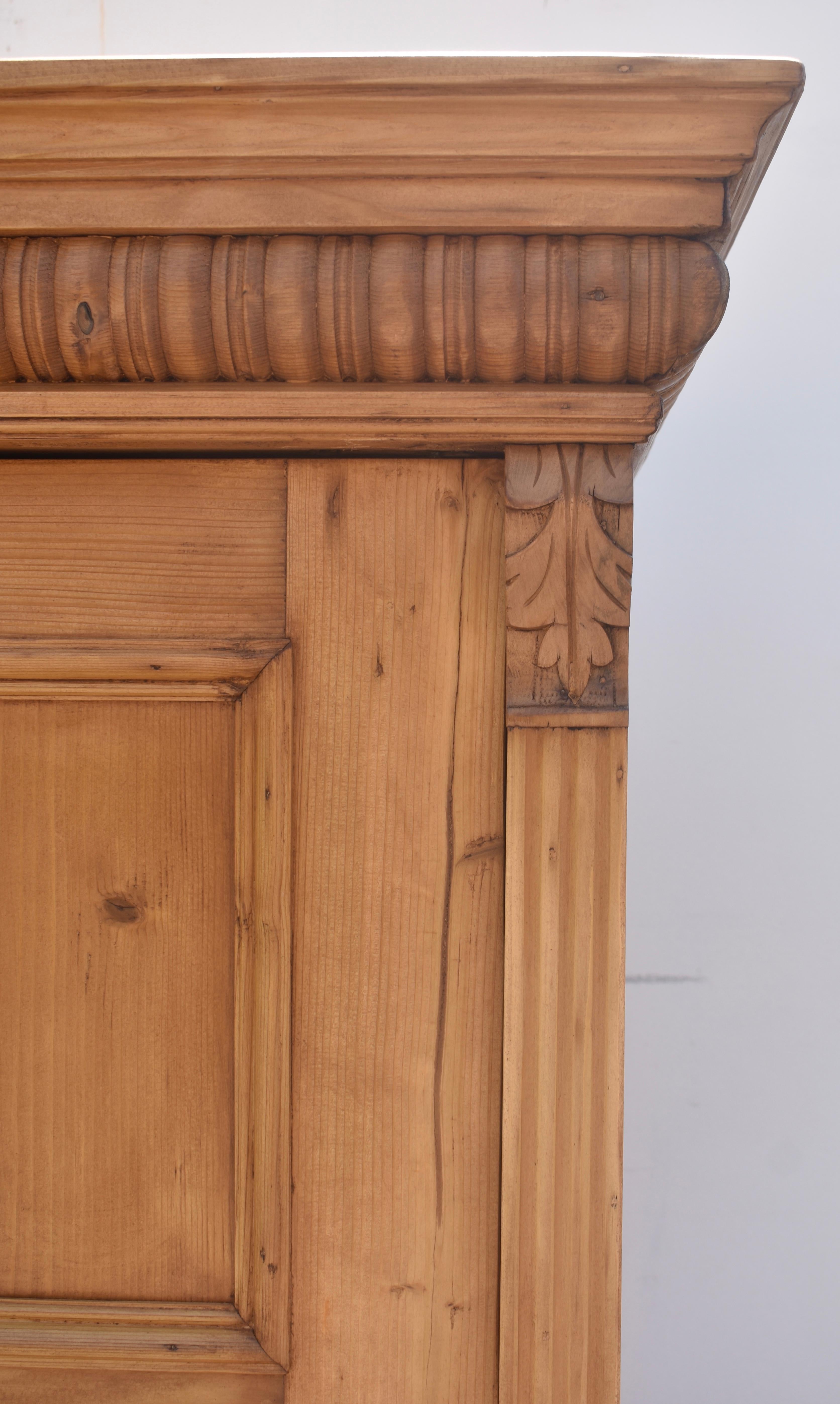 19th Century Pine Two Door Six Panel Armoire For Sale