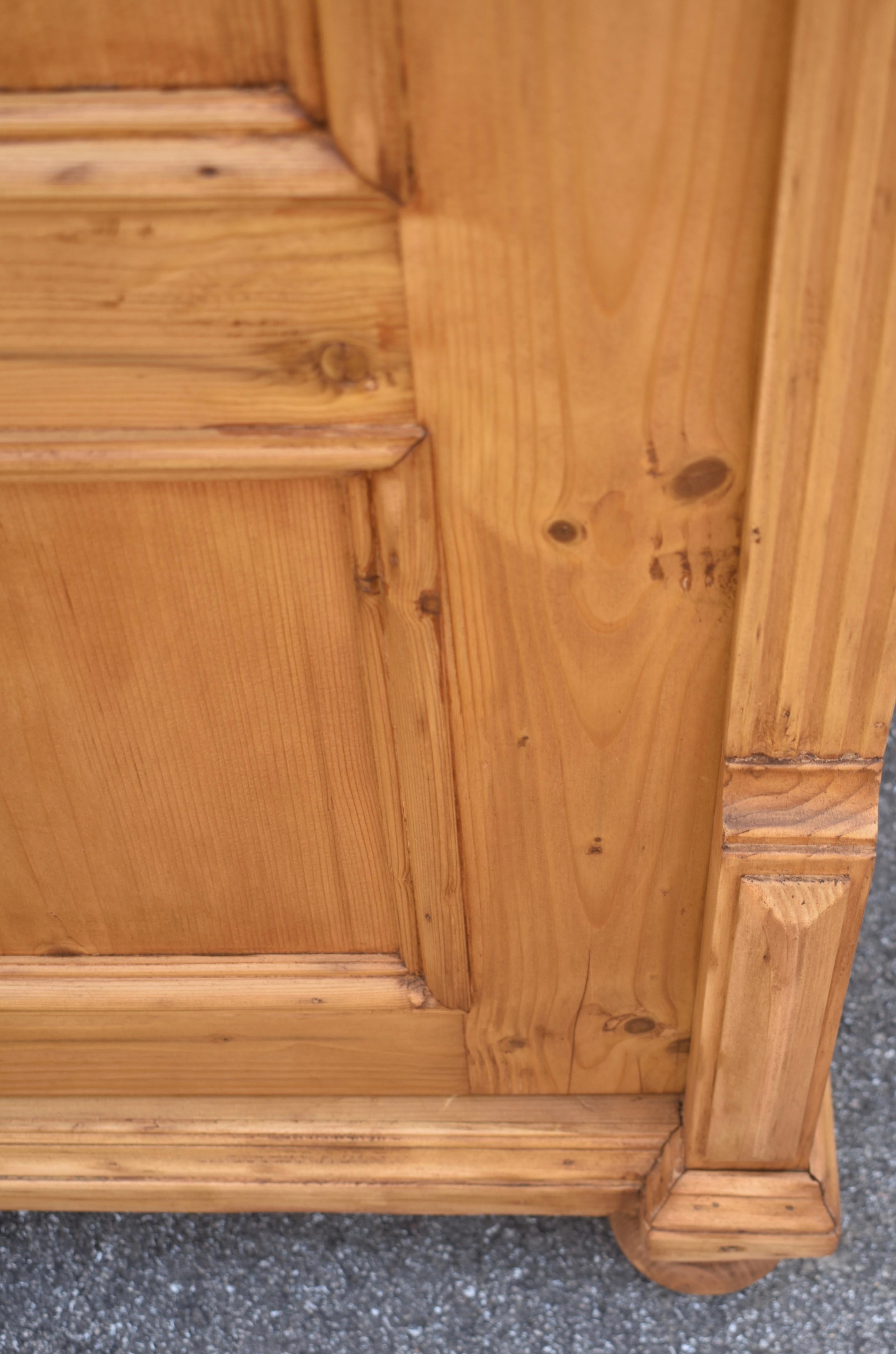 Pine Two Door Six Panel Armoire For Sale 1