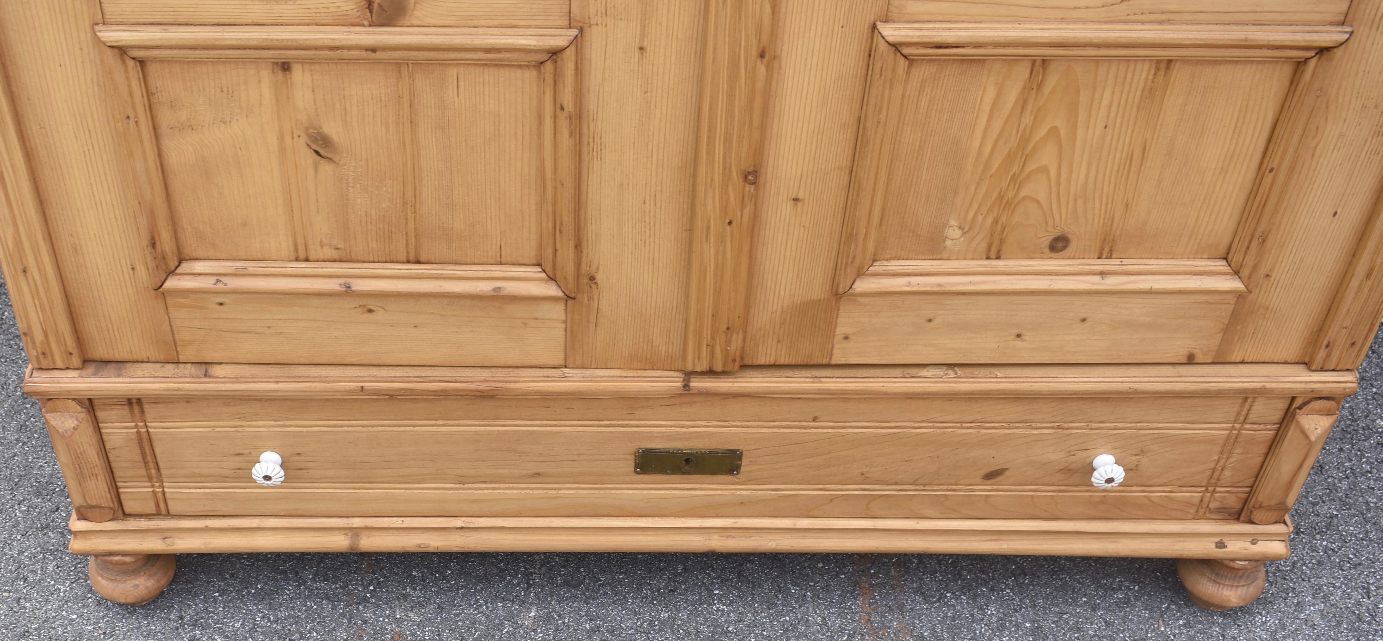Pine Two Door Six Panel Armoire For Sale 2