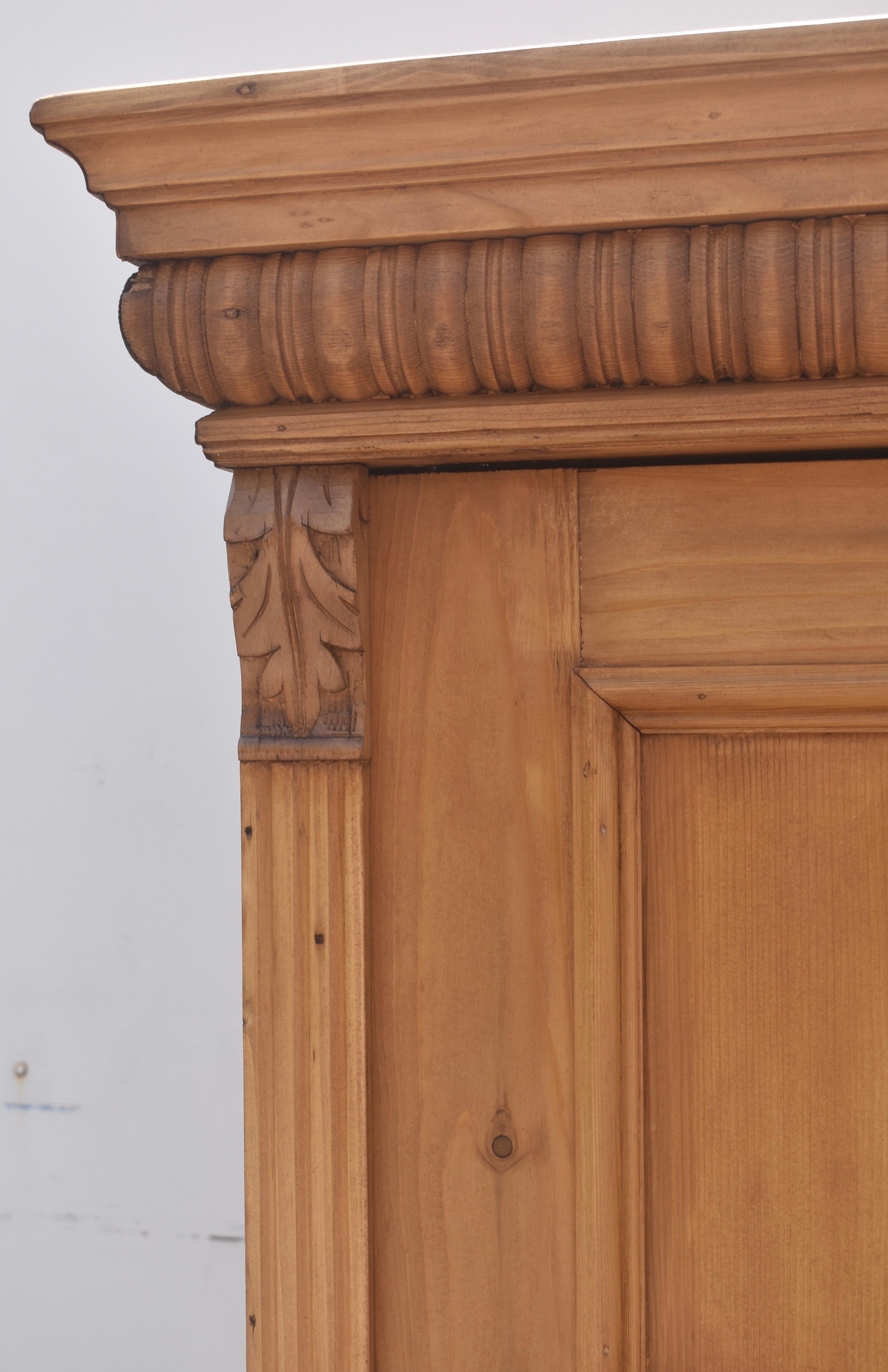 Pine Two Door Six Panel Armoire For Sale 2