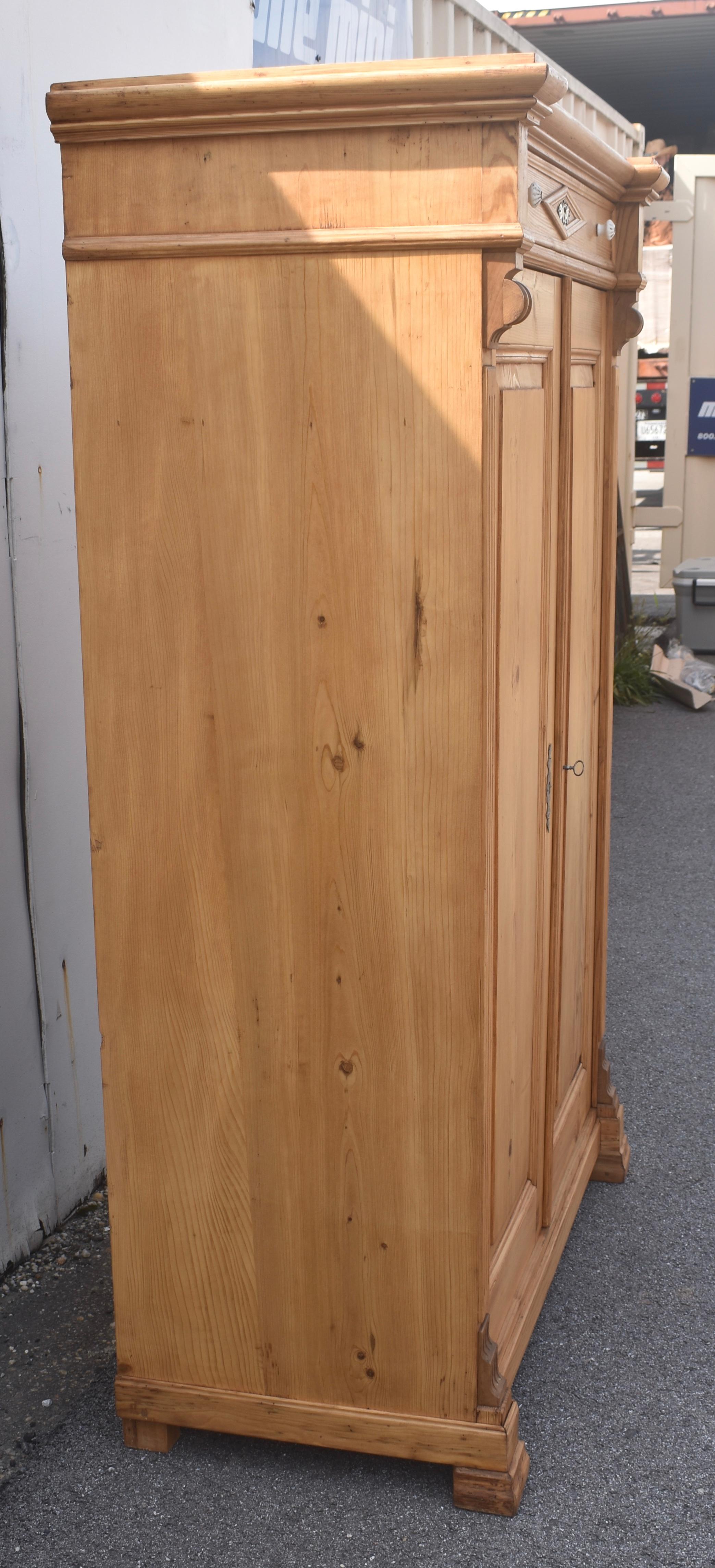 French Pine Two Door Vertigo or Vertical Cabinet For Sale