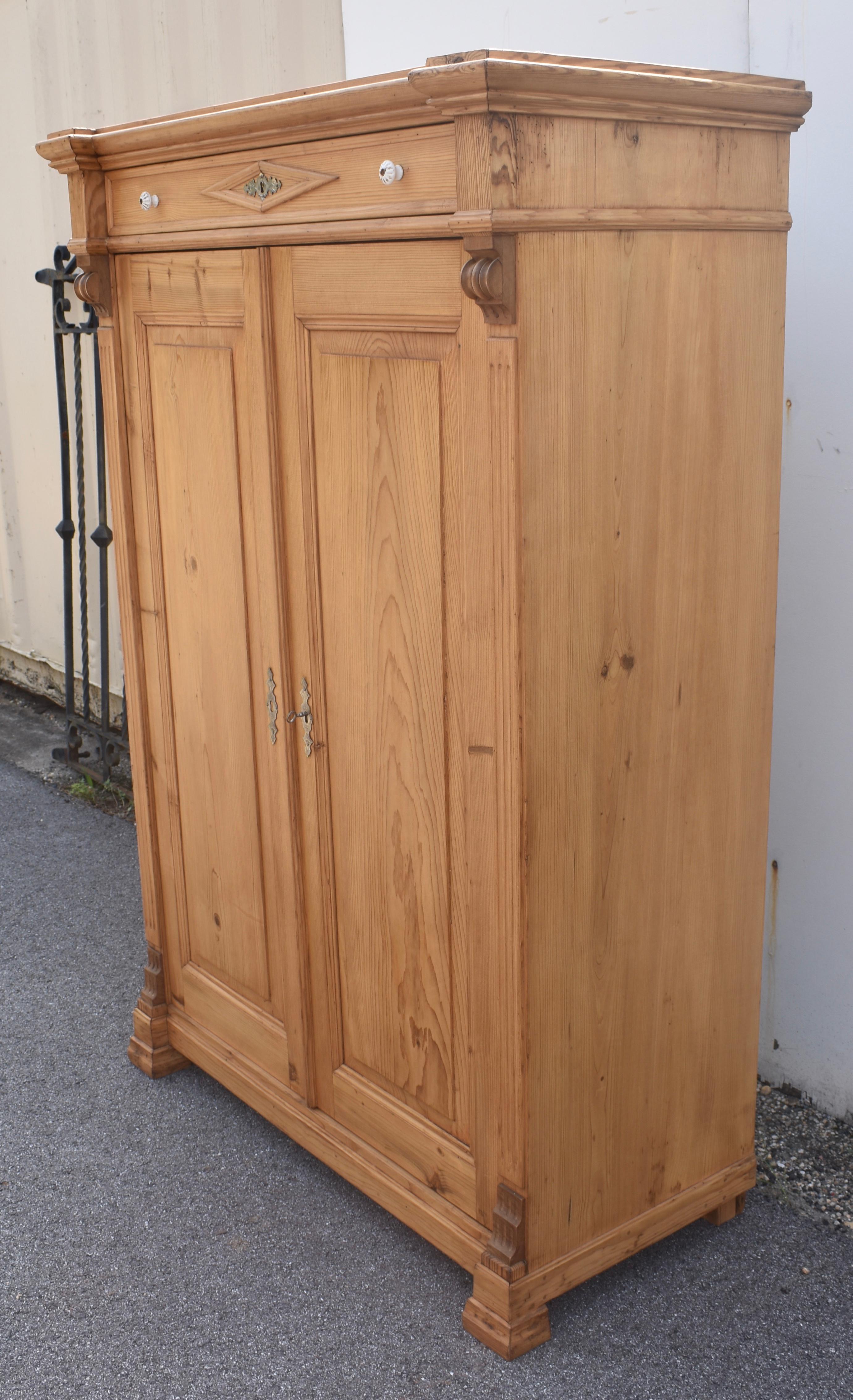 Polished Pine Two Door Vertigo or Vertical Cabinet For Sale