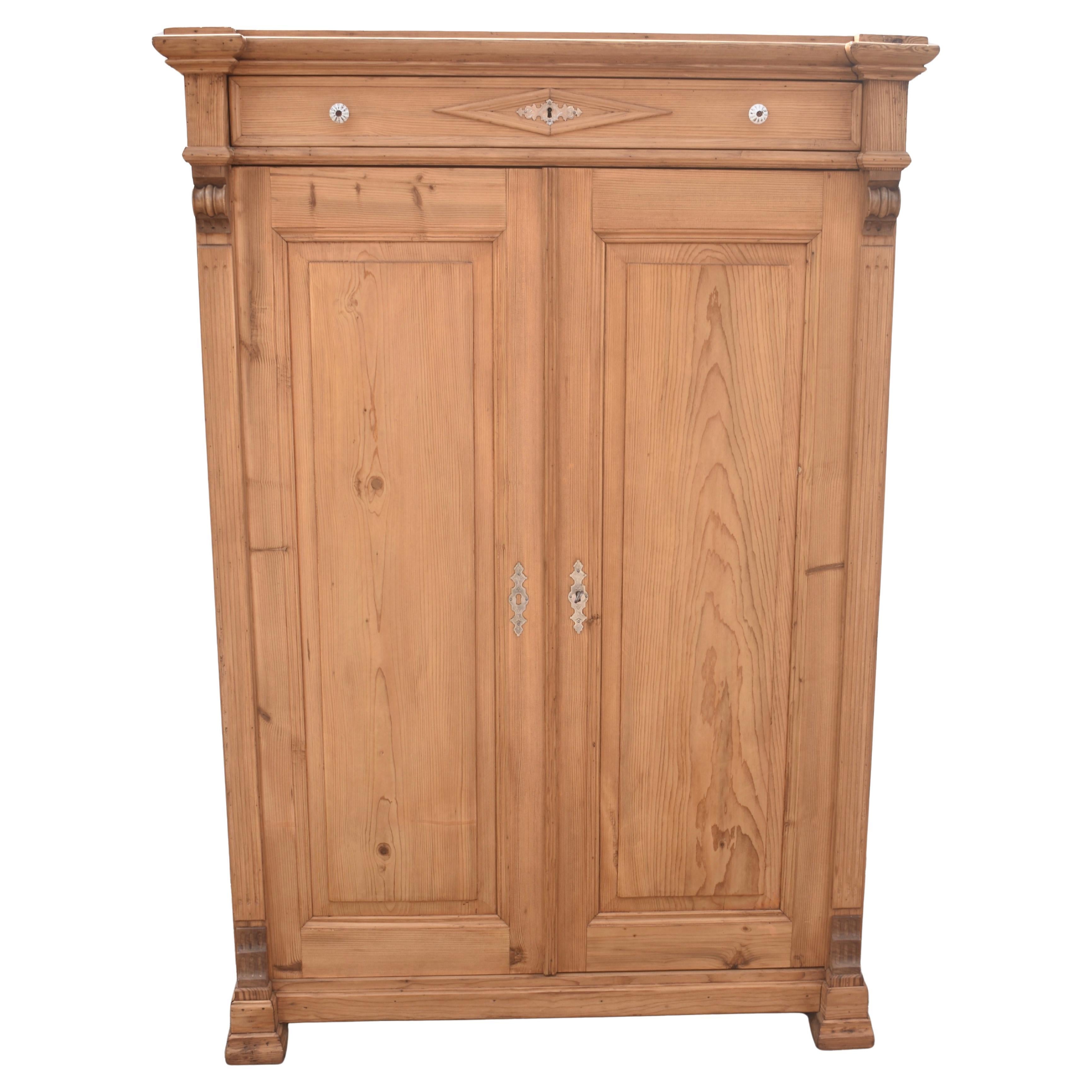 Pine Two Door Vertigo or Vertical Cabinet For Sale