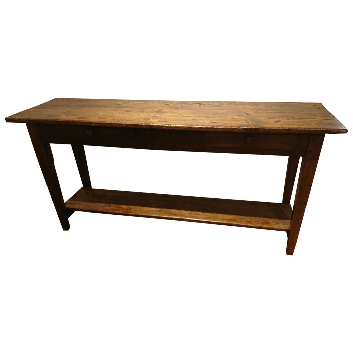 Pine TwoDrawer Serving Table at 1stDibs