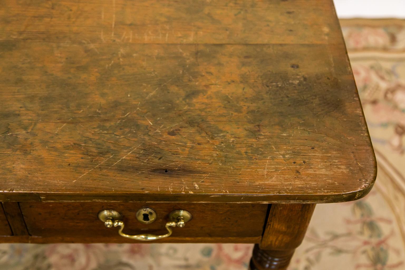 English Pine Two Drawer Side Table For Sale