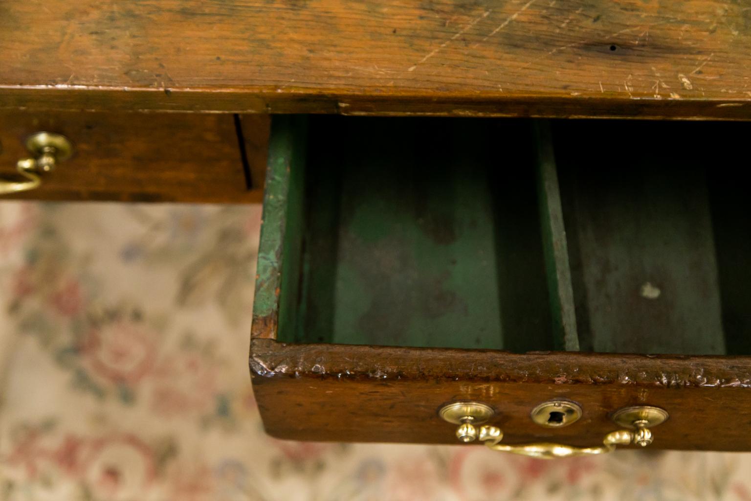 Early 19th Century Pine Two Drawer Side Table For Sale