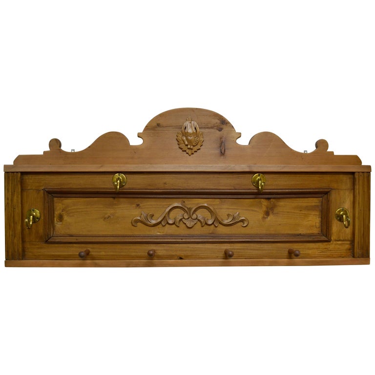 Pine WallMounted Hat and Coat Rack For Sale at 1stdibs