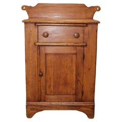 Antique Pine Washstand w/ One Drawer & Storage Cabinet