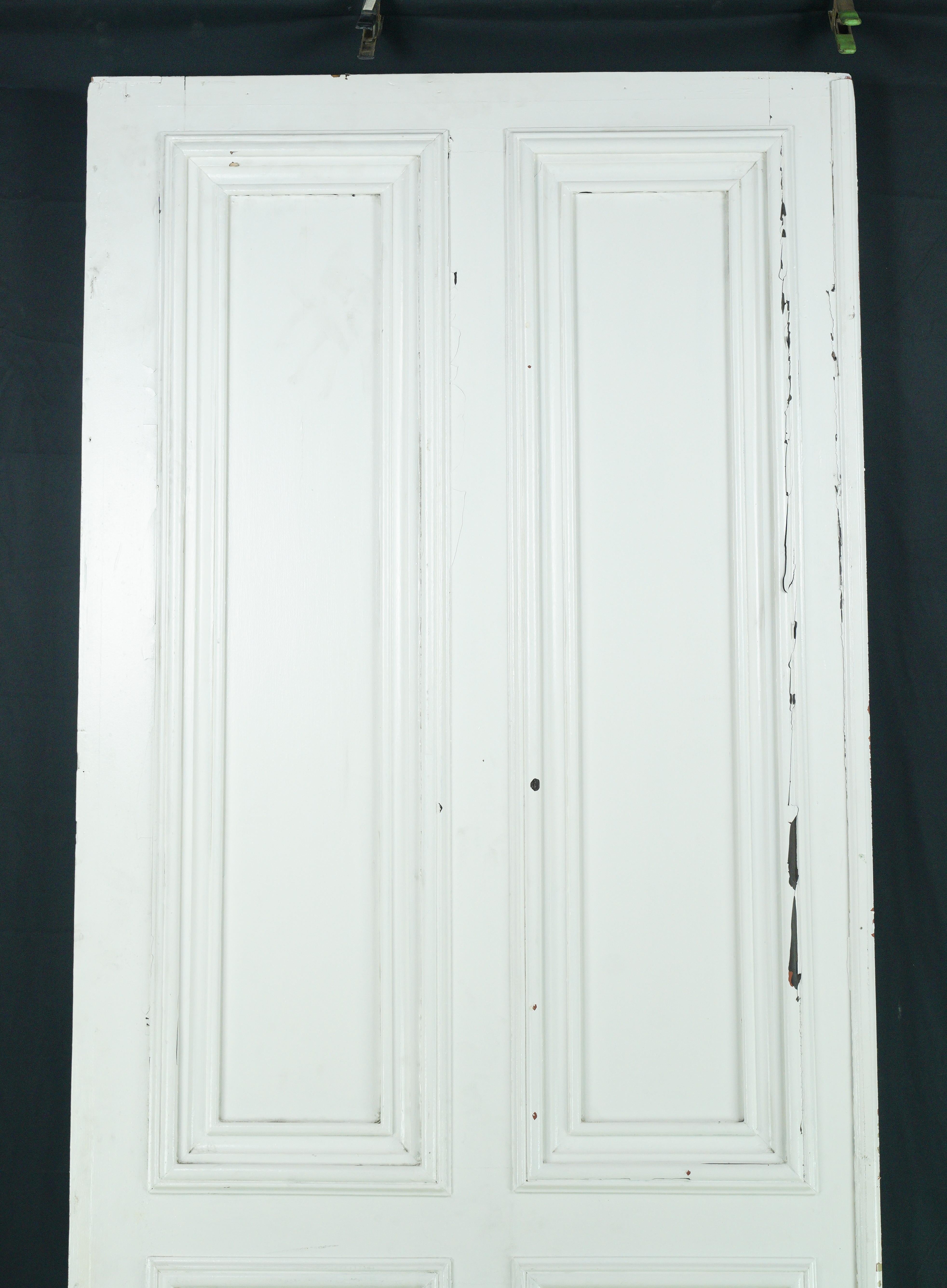 20th Century Pine White 6 Pane Double Doors 117.562 x 92 For Sale