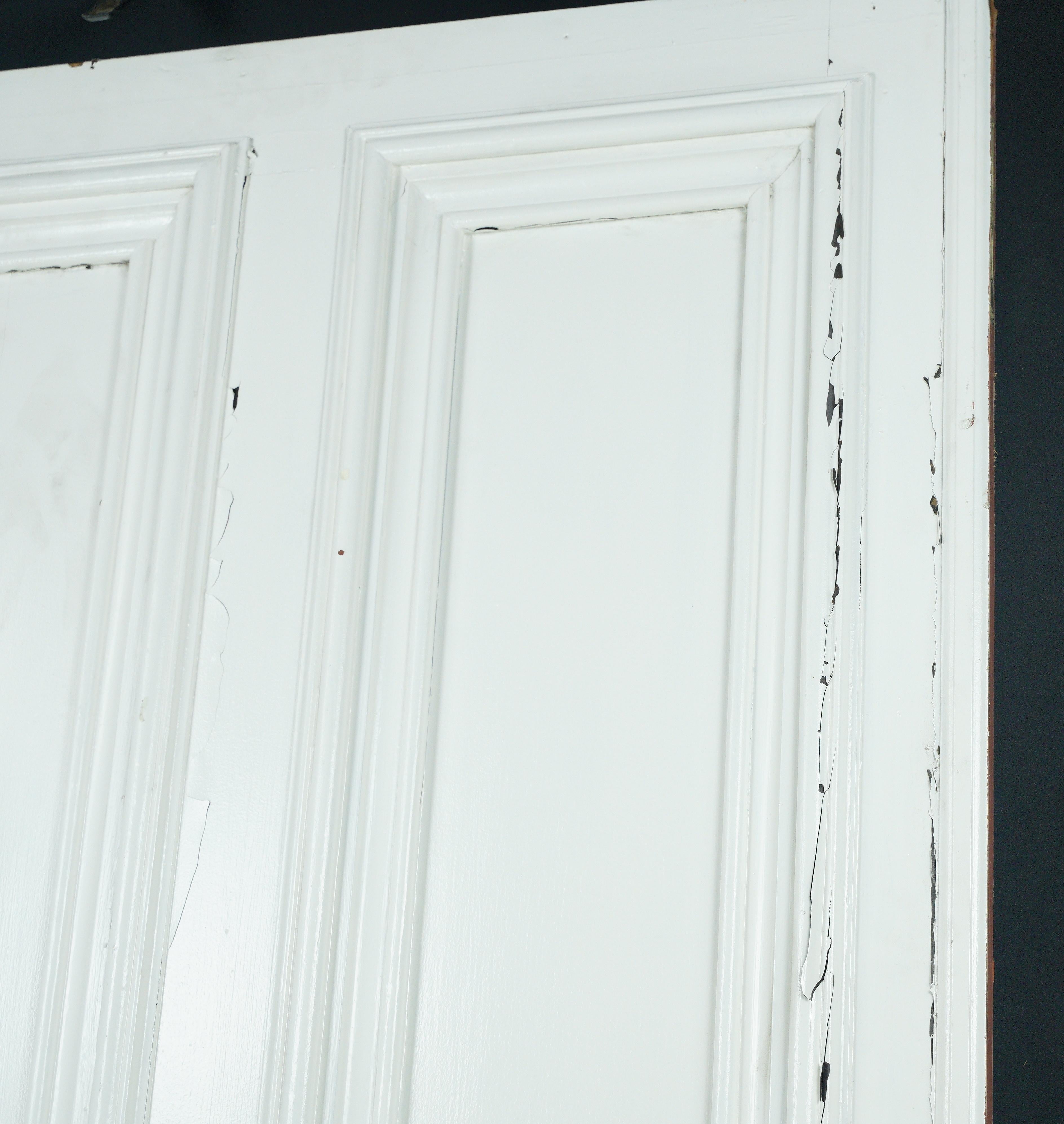 Brass Pine White 6 Pane Double Doors 117.562 x 92 For Sale