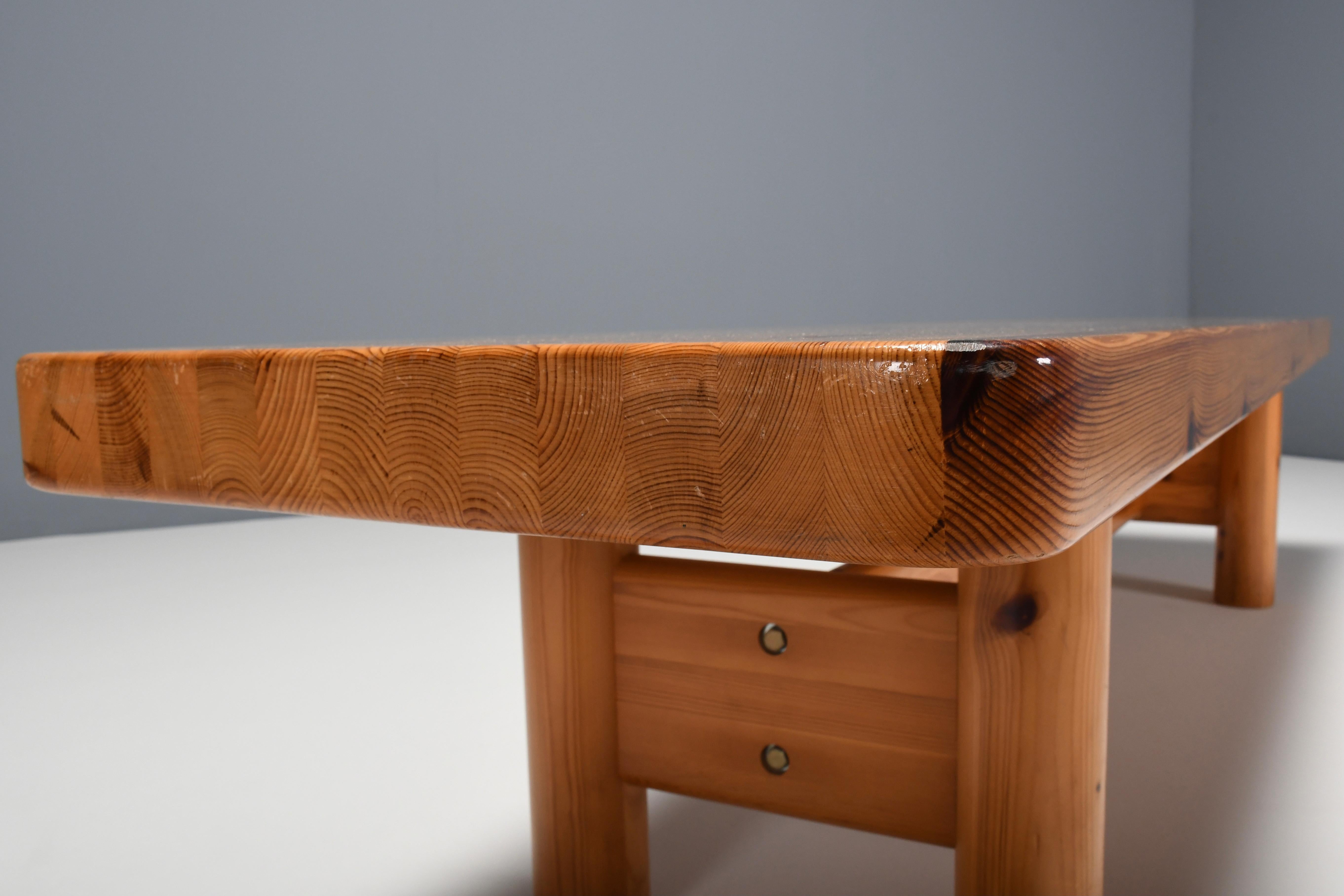 Banc/table console en bois de pin par Rainer Daumiller pour Hirtshals Savværk, Danemark en vente 3