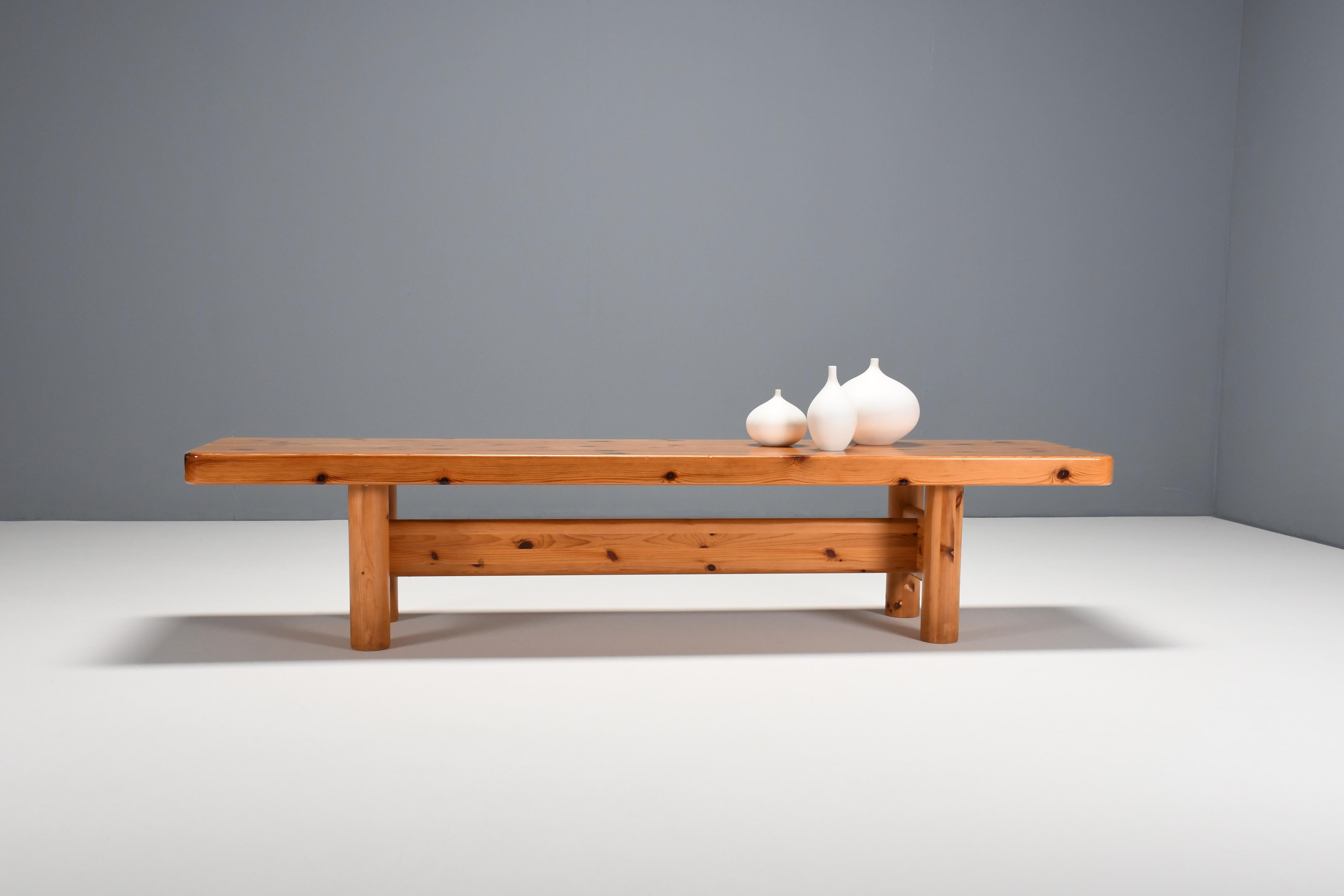 Banc/table console en bois de pin par Rainer Daumiller pour Hirtshals Savværk, Danemark en vente 5