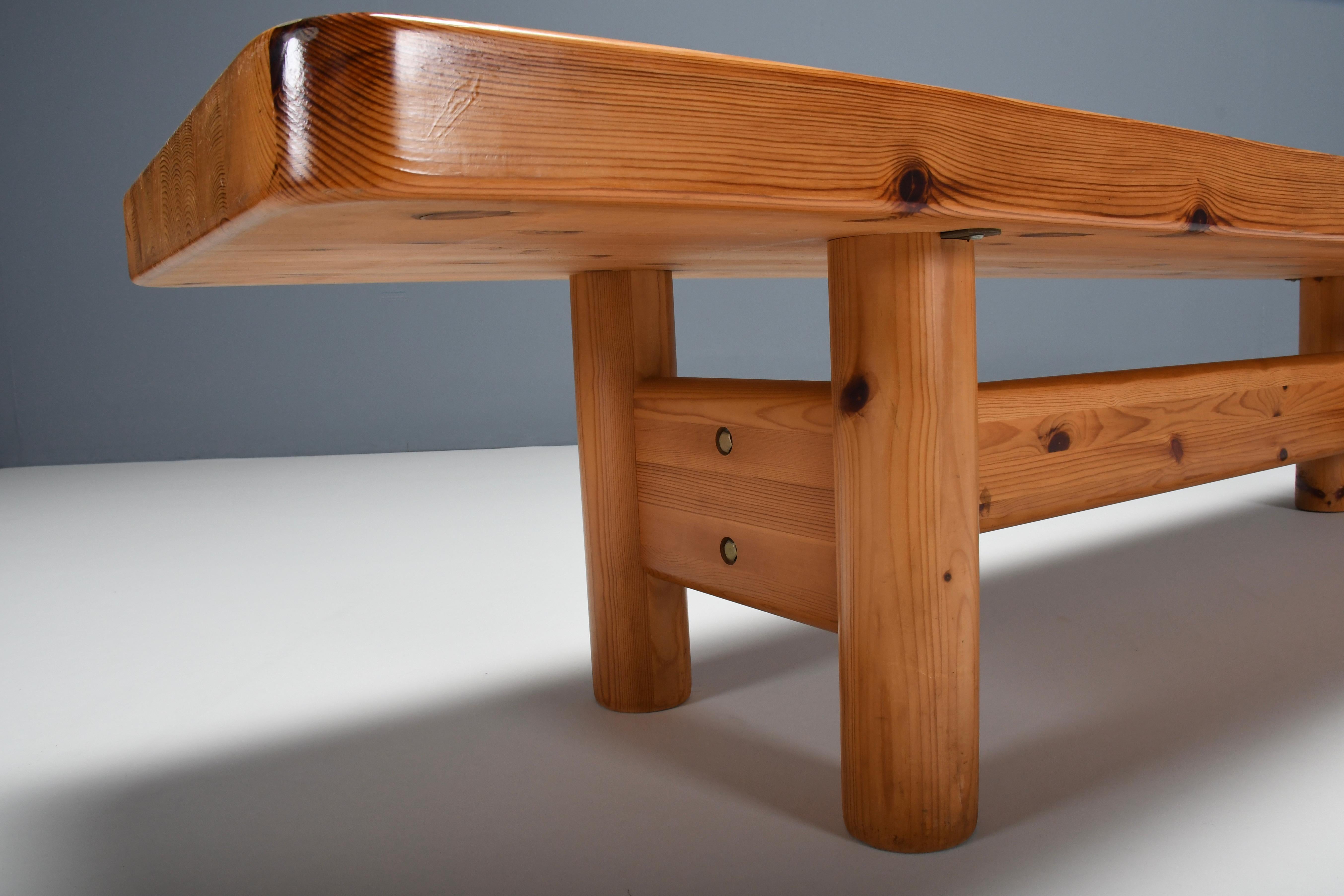 Banc/table console en bois de pin par Rainer Daumiller pour Hirtshals Savværk, Danemark en vente 1
