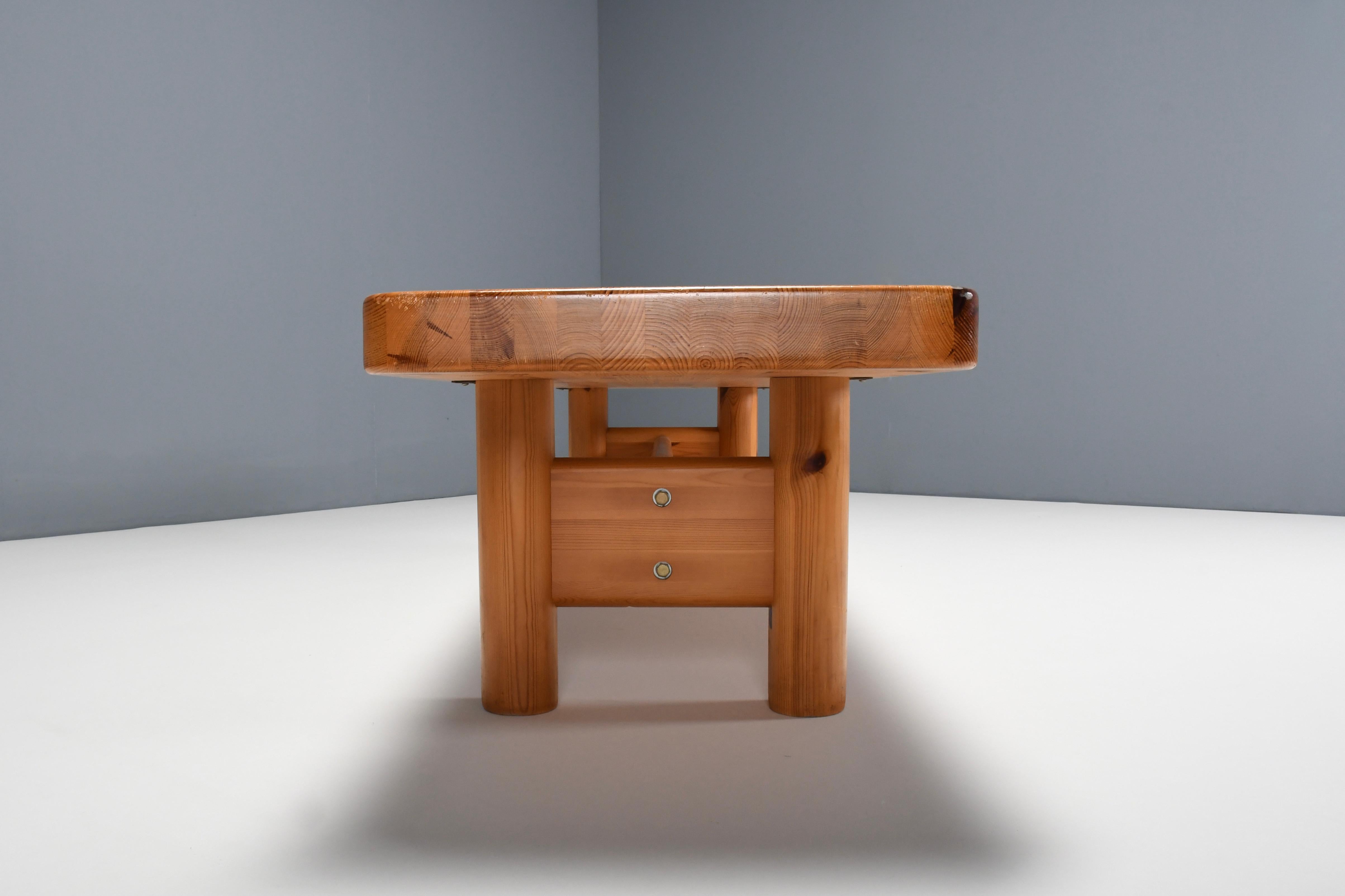 Banc/table console en bois de pin par Rainer Daumiller pour Hirtshals Savværk, Danemark en vente 2