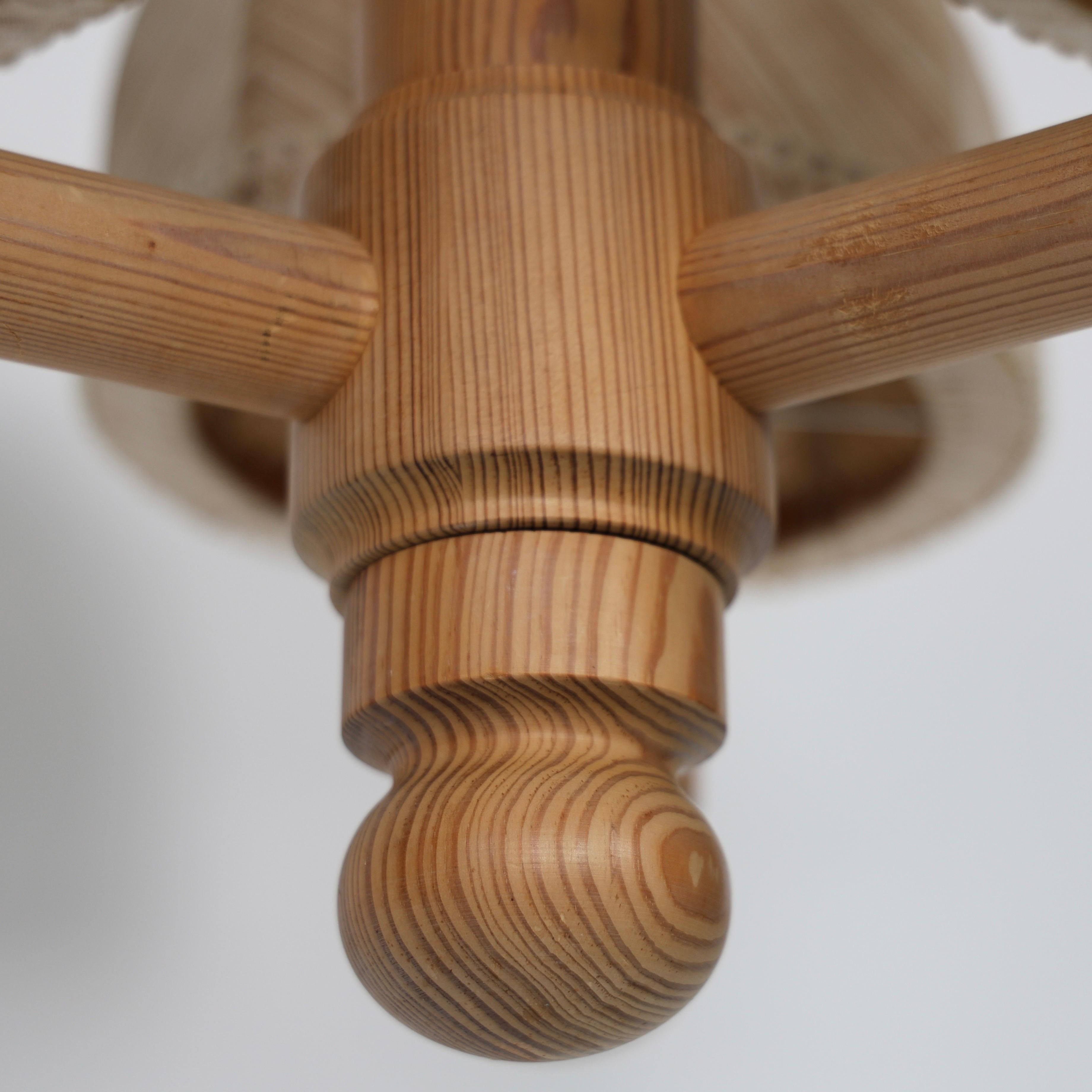 Pine Wood Chandelier by Jan Wickelgren for Aneta, Sweden, 1970s For Sale 5