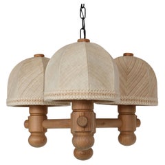 Pine Wood Chandelier by Jan Wickelgren for Aneta, Sweden, 1970s