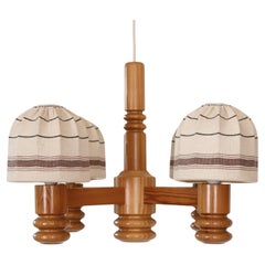 Lampadario in Wood Wood di Solbackens Svarveri, Svezia, anni '70