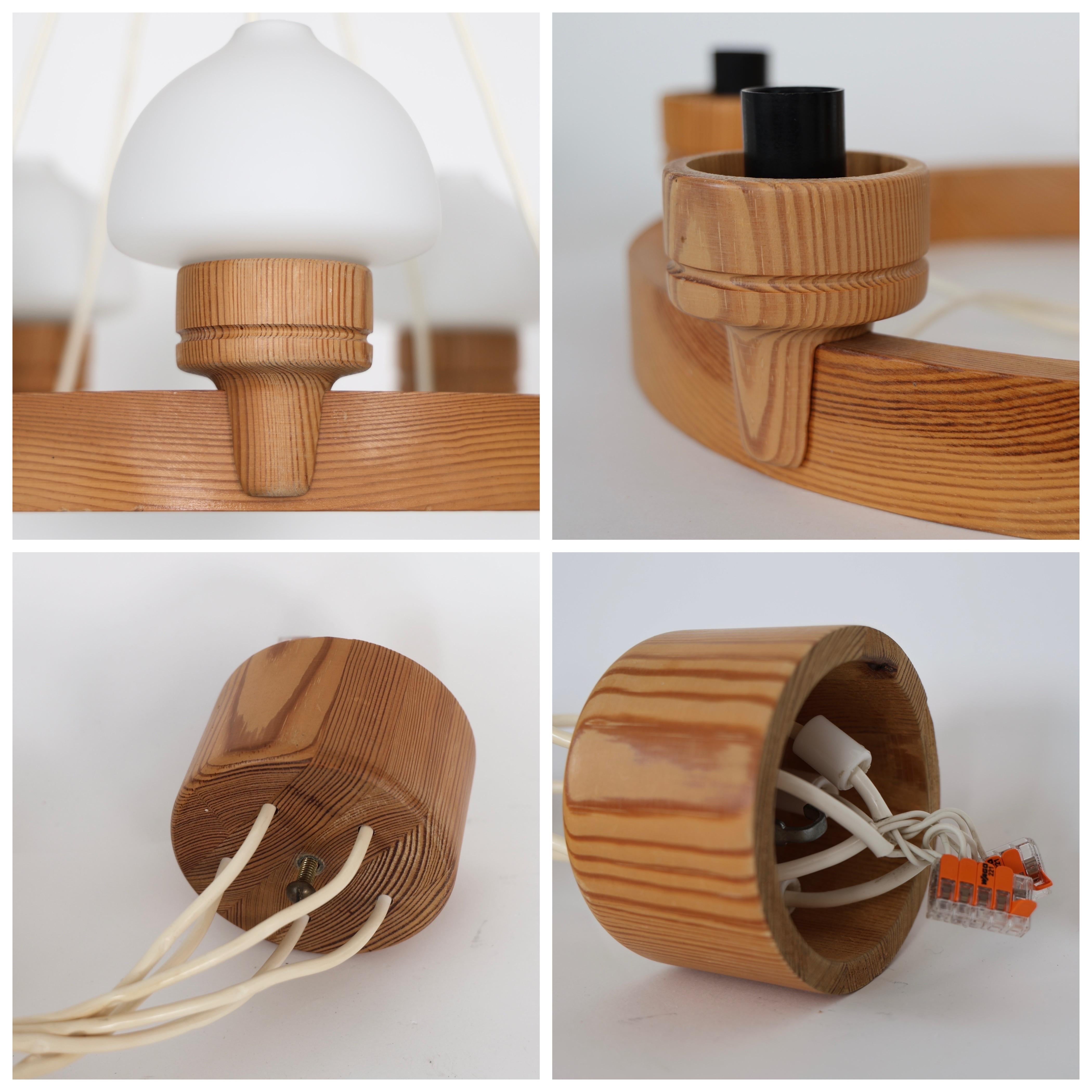 Lustre en bois de pin par Uno Dahlen pour Aneta, Suède, 1970 en vente 4