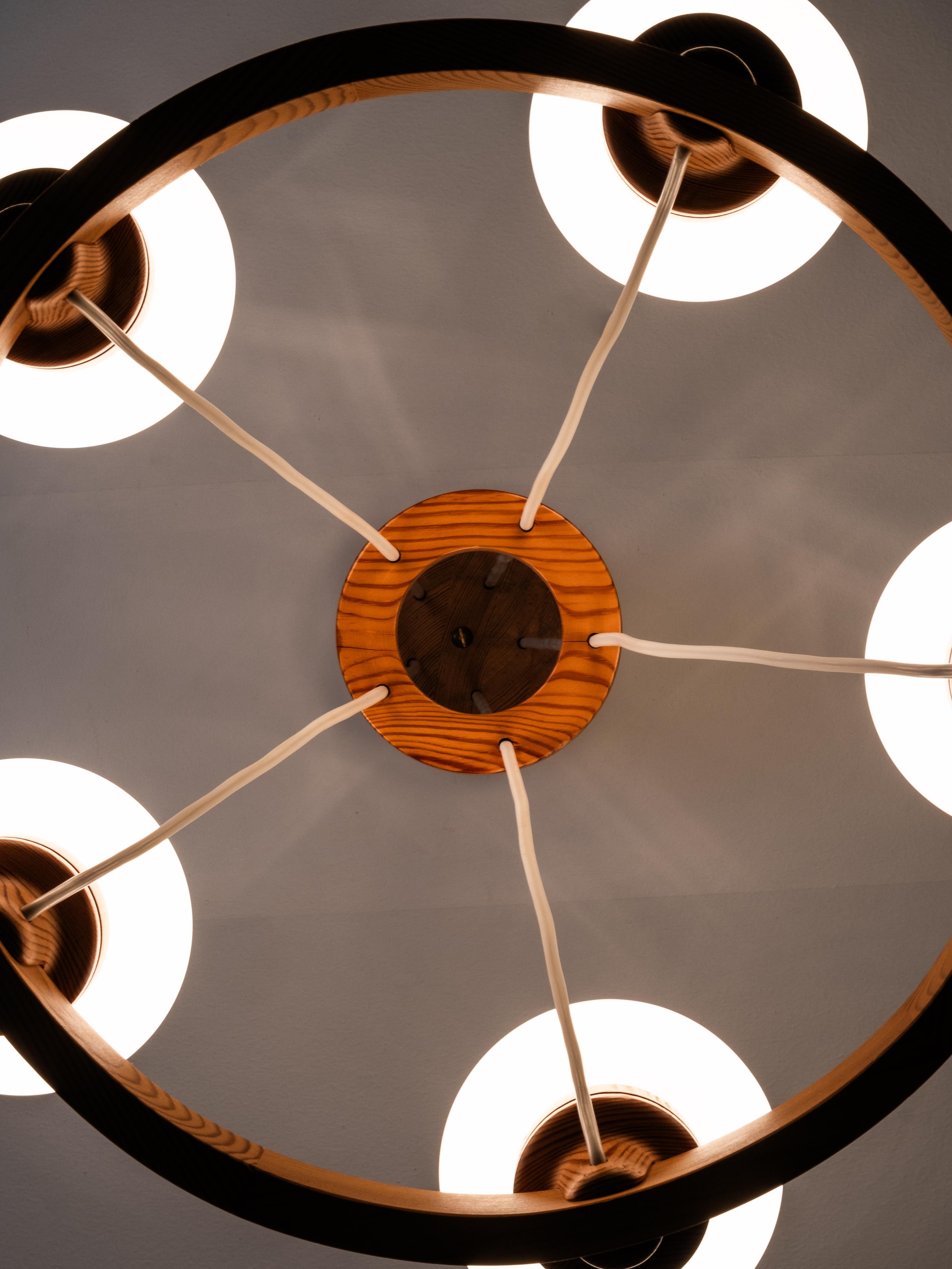 Lustre en bois de pin par Uno Dahlen pour Aneta, Suède, 1970 en vente 7