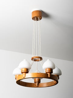 Lampadario in Wood di Uno Dahlen per Aneta, Svezia, anni '70