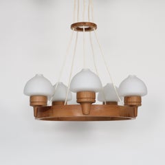 Lampadario in Wood di Uno Dahlen per Aneta, Svezia, anni '70