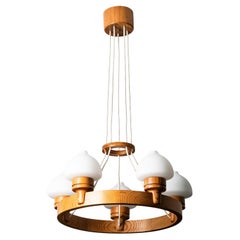 Lustre en bois de pin par Uno Dahlen pour Aneta, Suède, 1970