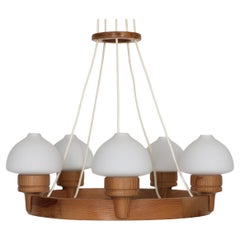 Pine Wood Chandelier by Uno Dahlen for Aneta, Sweden, 1970s