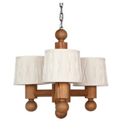 Araña de madera de pino de Uno & Östen Kristiansson para Luxus, Suecia, años 70