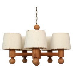 Lampadario in Wood Wood di Uno & Östen Kristiansson per Luxus, Svezia, anni '70