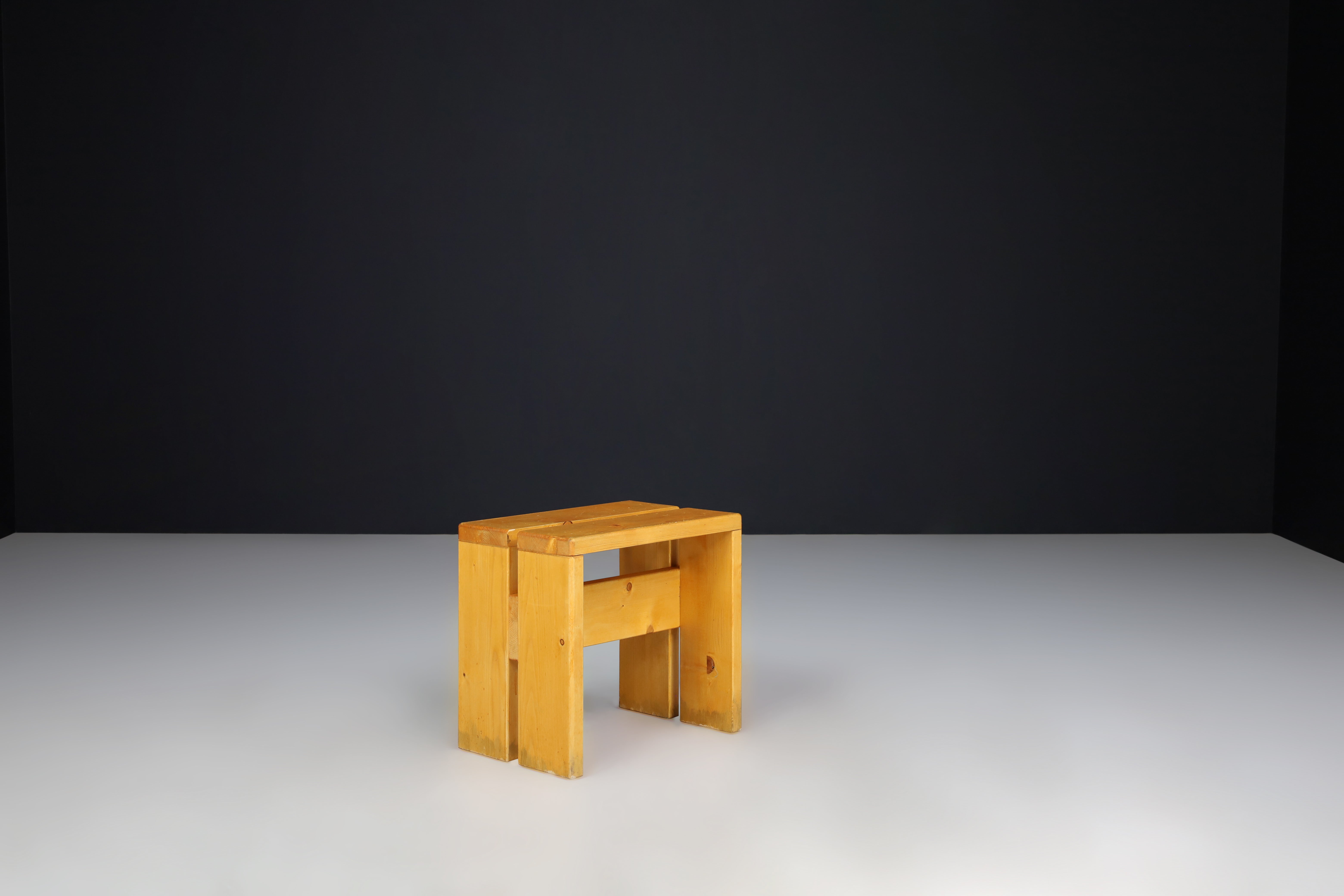 Pine Wood Charlotte Perriand Stool for Les Arcs, France, 1960s For Sale 4