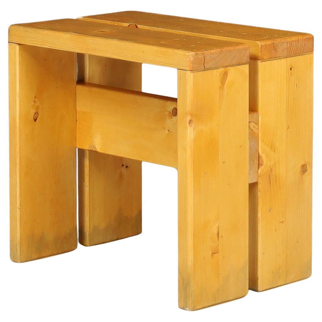 Pine Wood Charlotte Perriand Stool for Les Arcs, France, 1960s For Sale