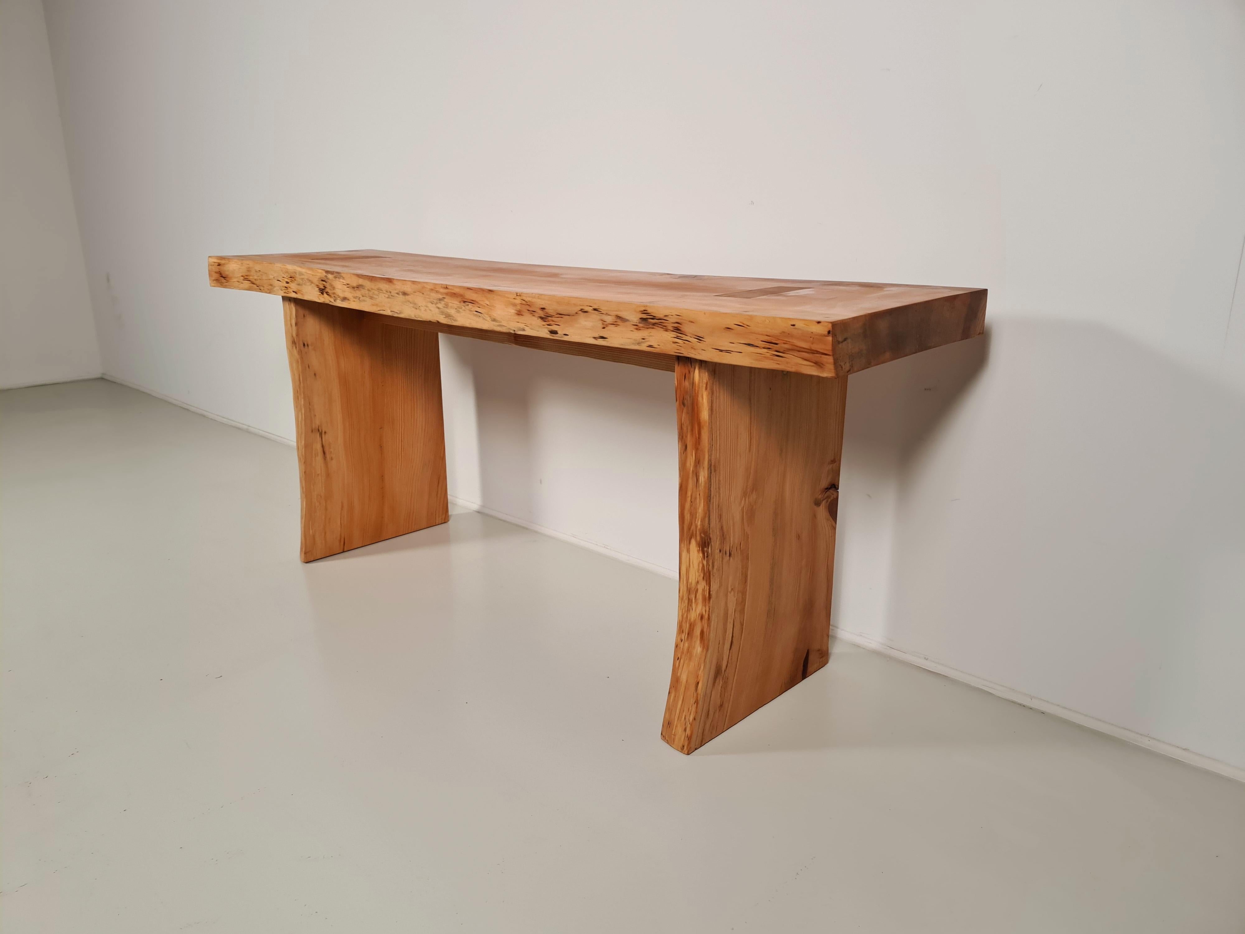 Pine Wood Console Table, France, 1970s In Good Condition In amstelveen, NL