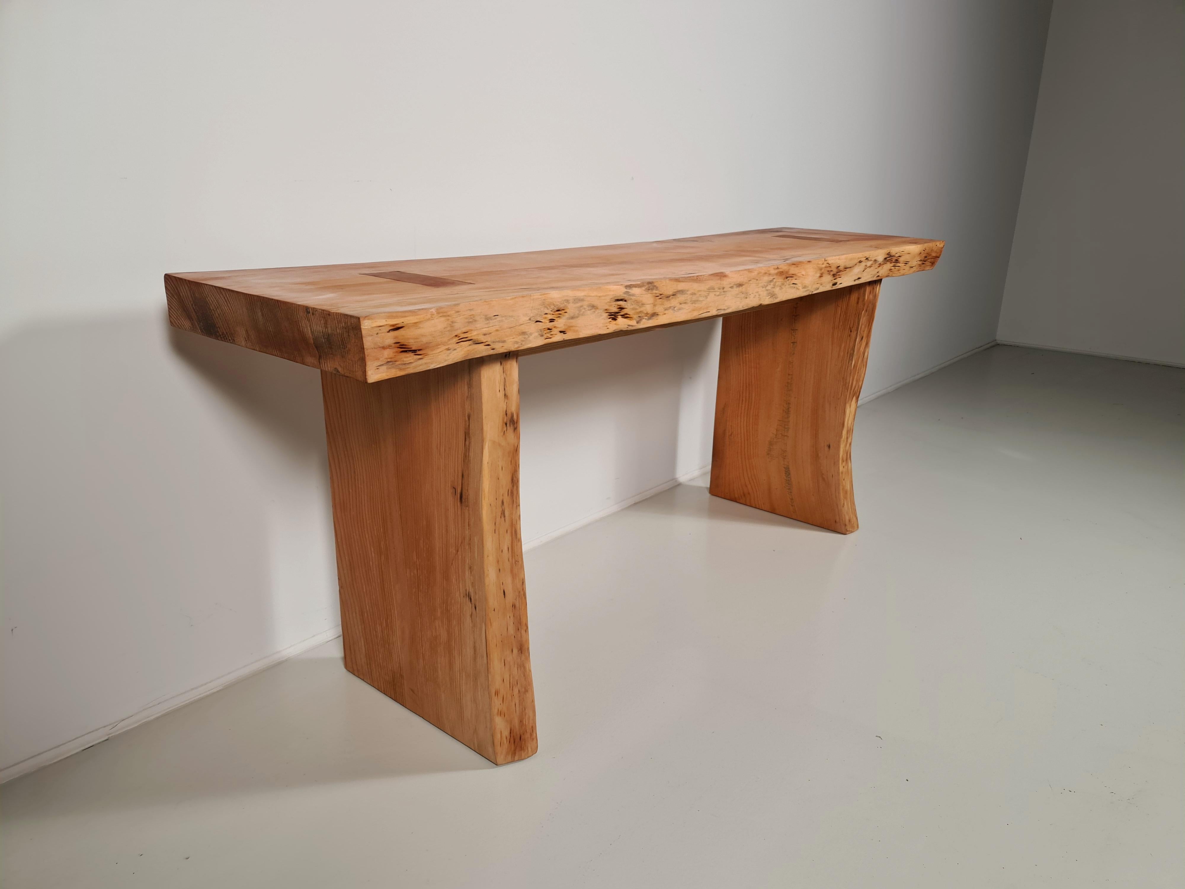 Late 20th Century Pine Wood Console Table, France, 1970s