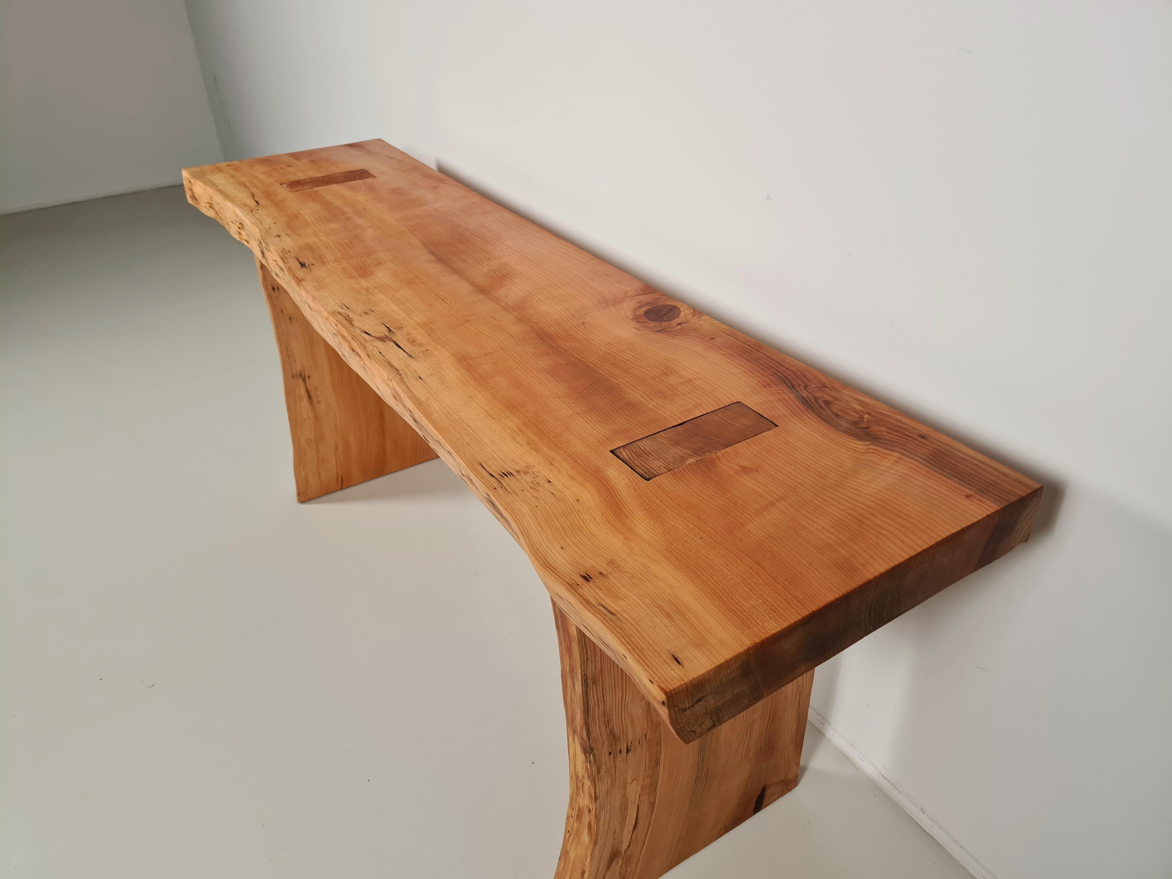 Pine Wood Console Table, France, 1970s 2