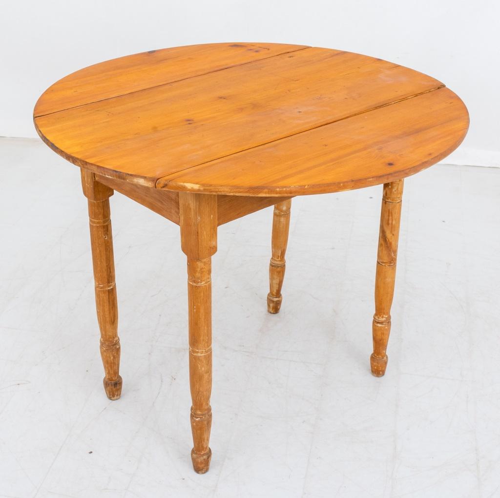 Federal Pine Wood Drop Leaf Tavern Dining Table
