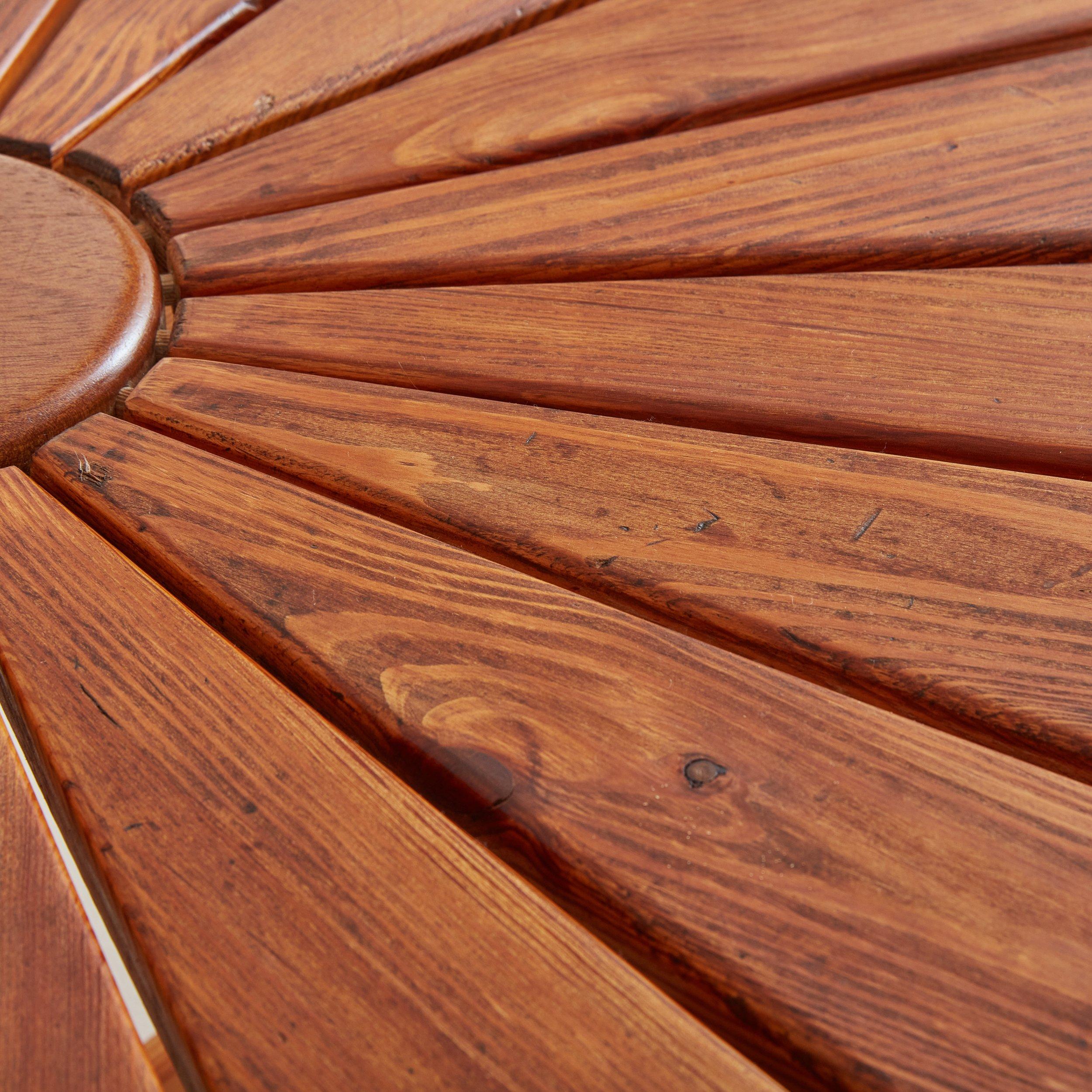 Pine Wood Flower Coffee Table, France 1950s For Sale 1