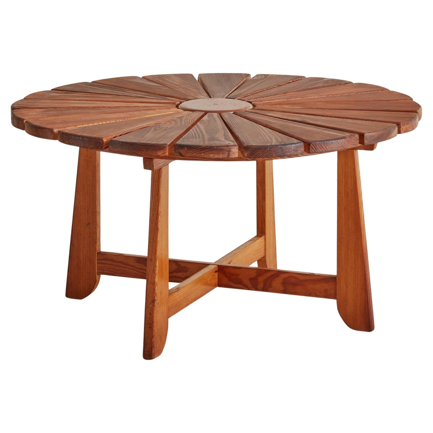 Pine Wood Flower Coffee Table, France 1950s For Sale