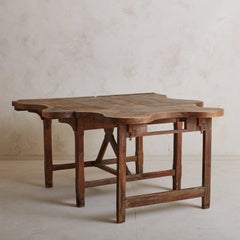 Pine Wood Jeweler's Table with Leaves, France 1800s