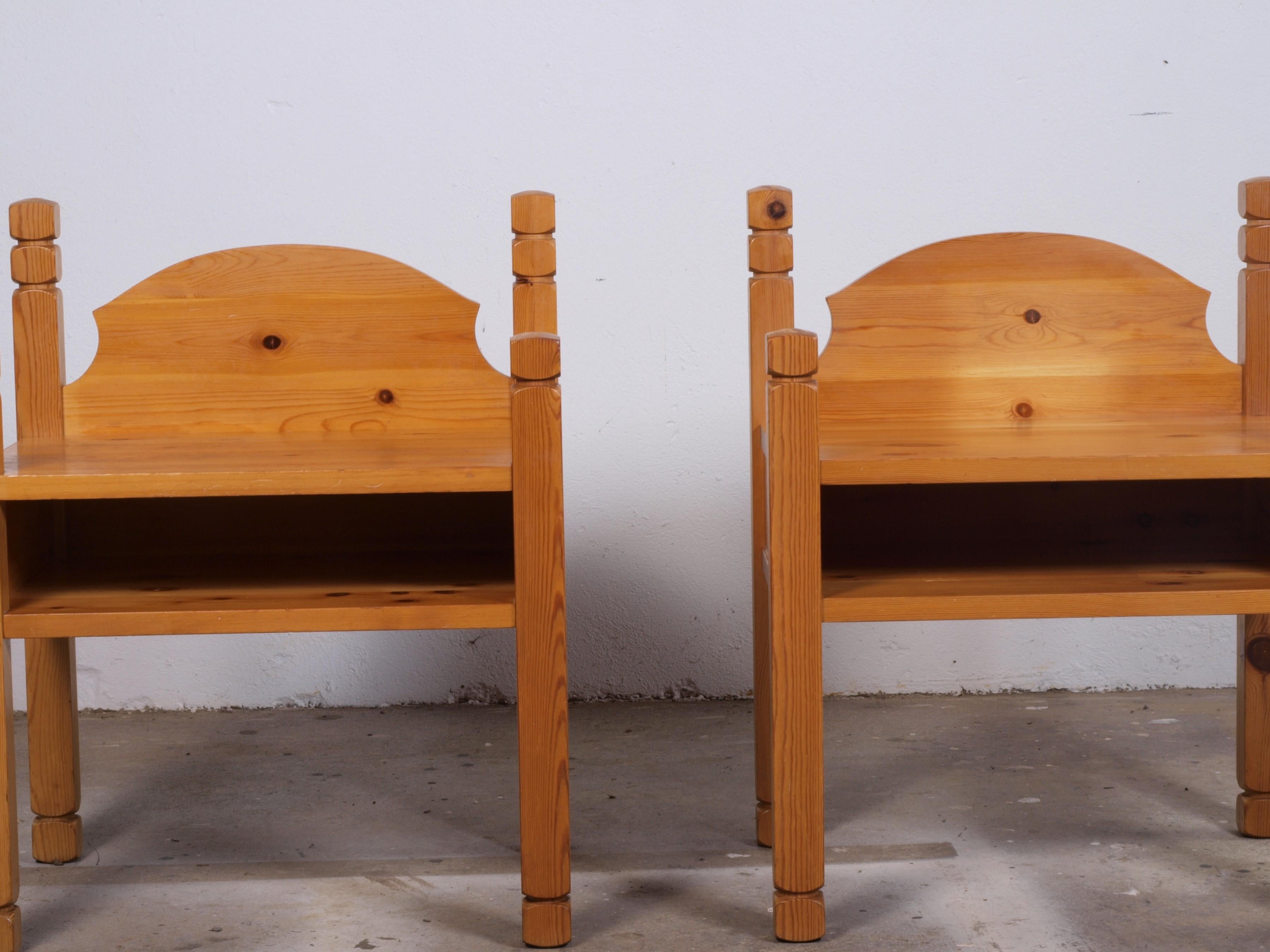 Mid-Century Modern Pine wood Nightstand, bedside table Denmark For Sale