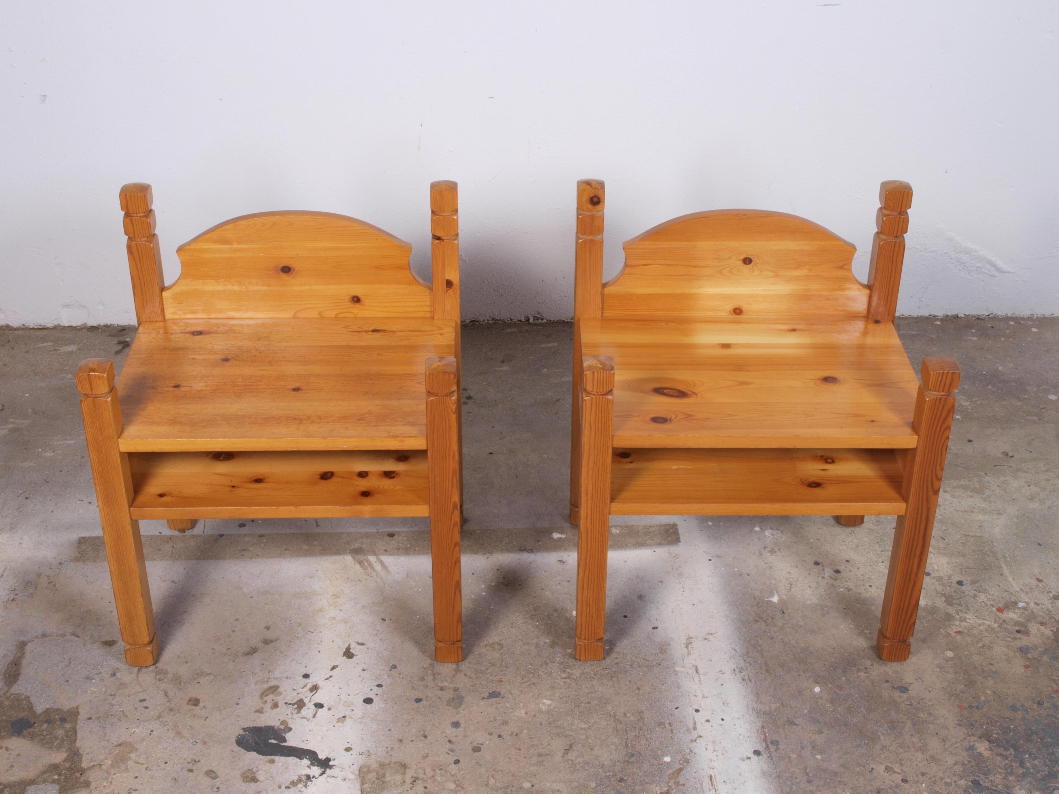 Danish Pine wood Nightstand, bedside table Denmark For Sale