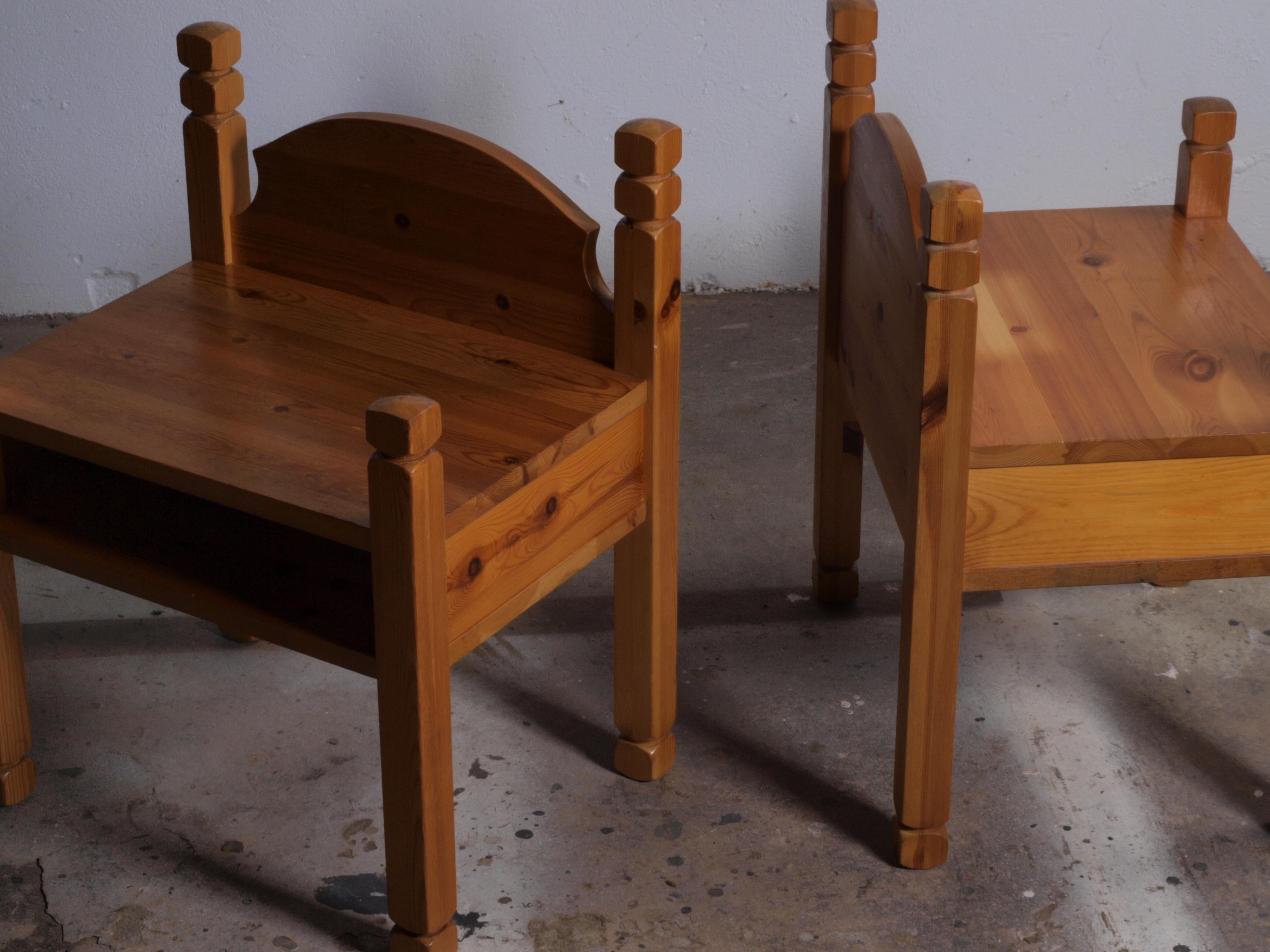 Pine wood Nightstand, bedside table Denmark For Sale 1