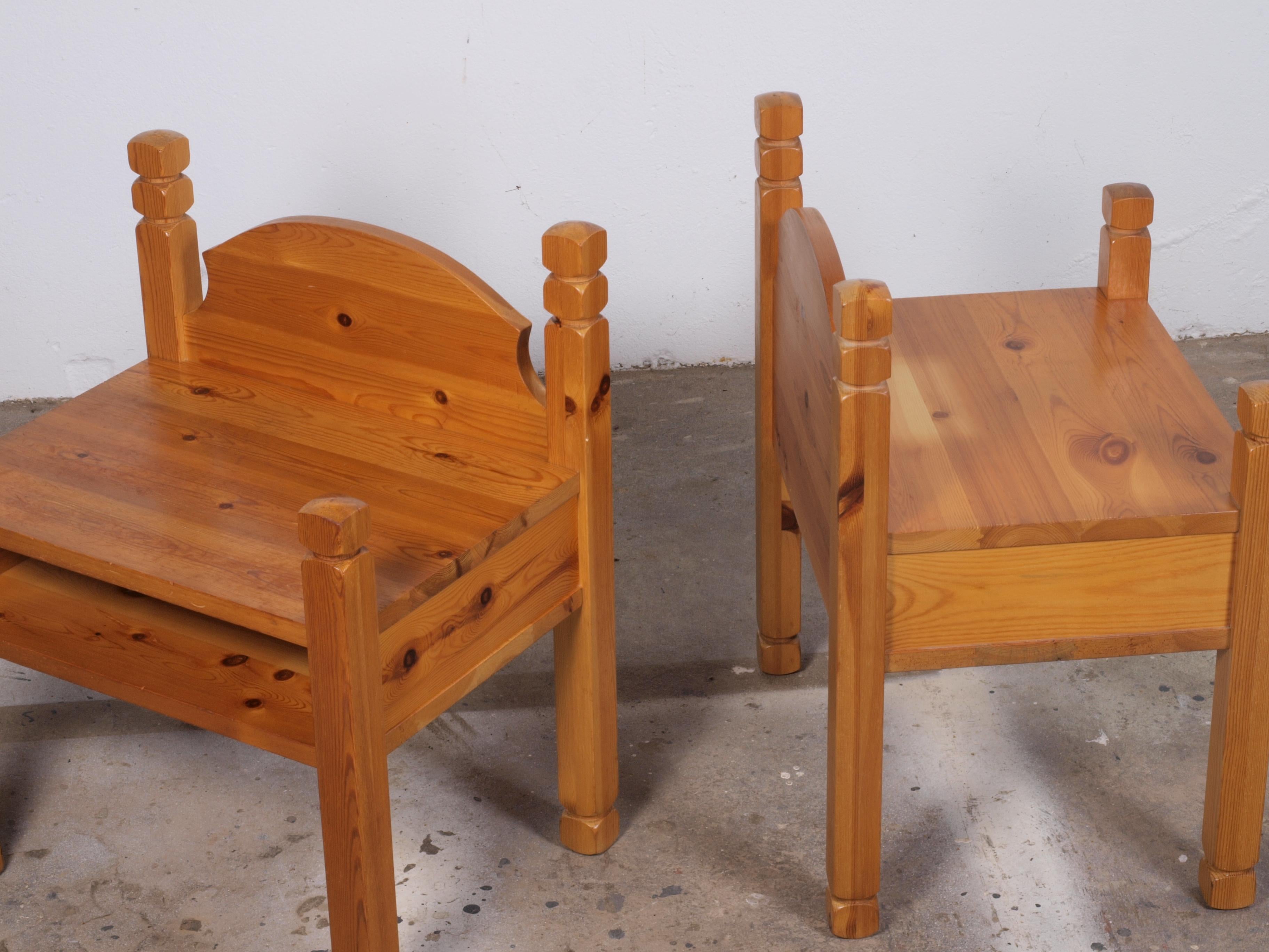 Pine wood Nightstand, bedside table Denmark For Sale 3