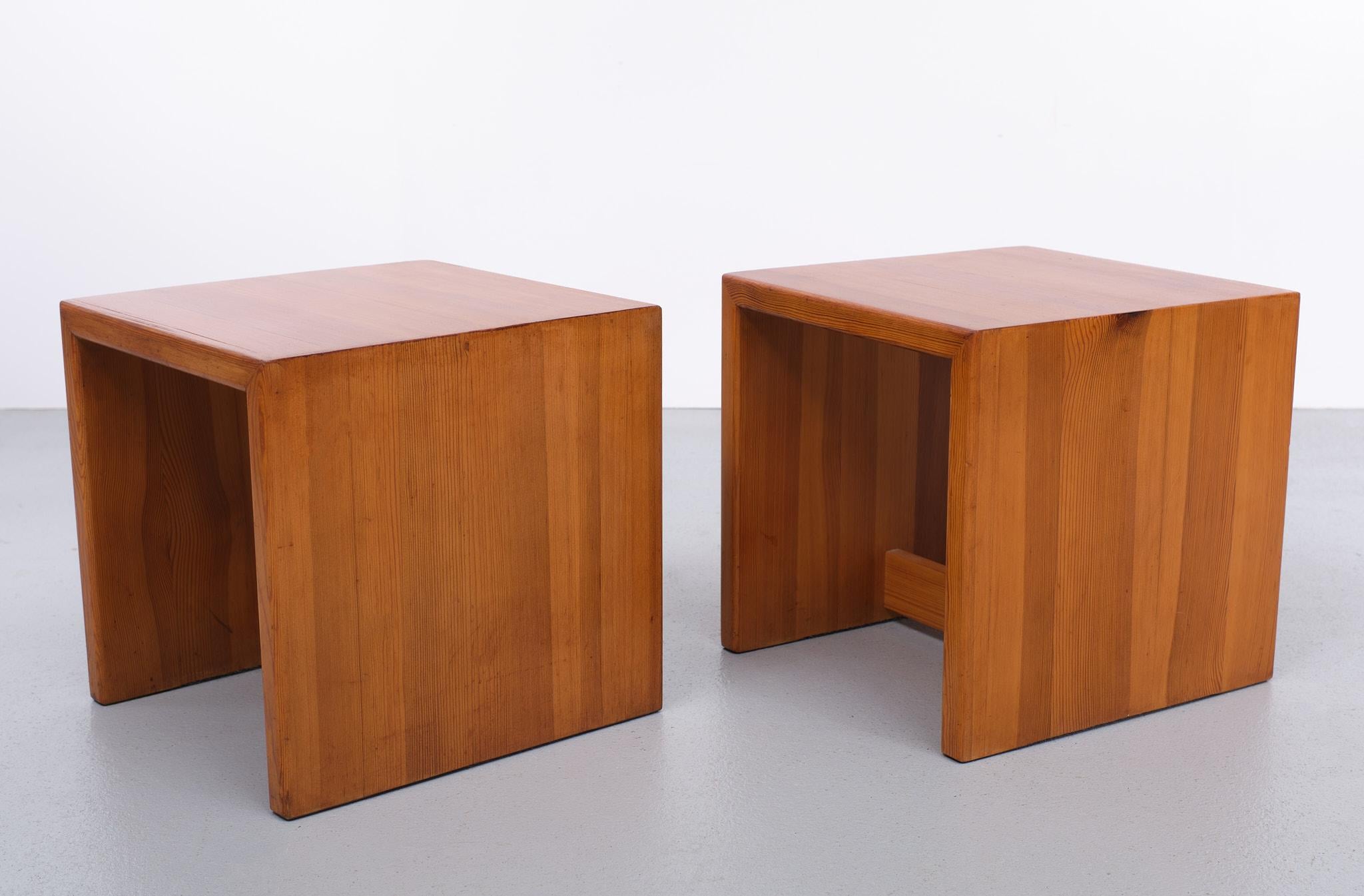 Mid-Century Modern Pine Wood Side Tables or Nightstands, 1960s